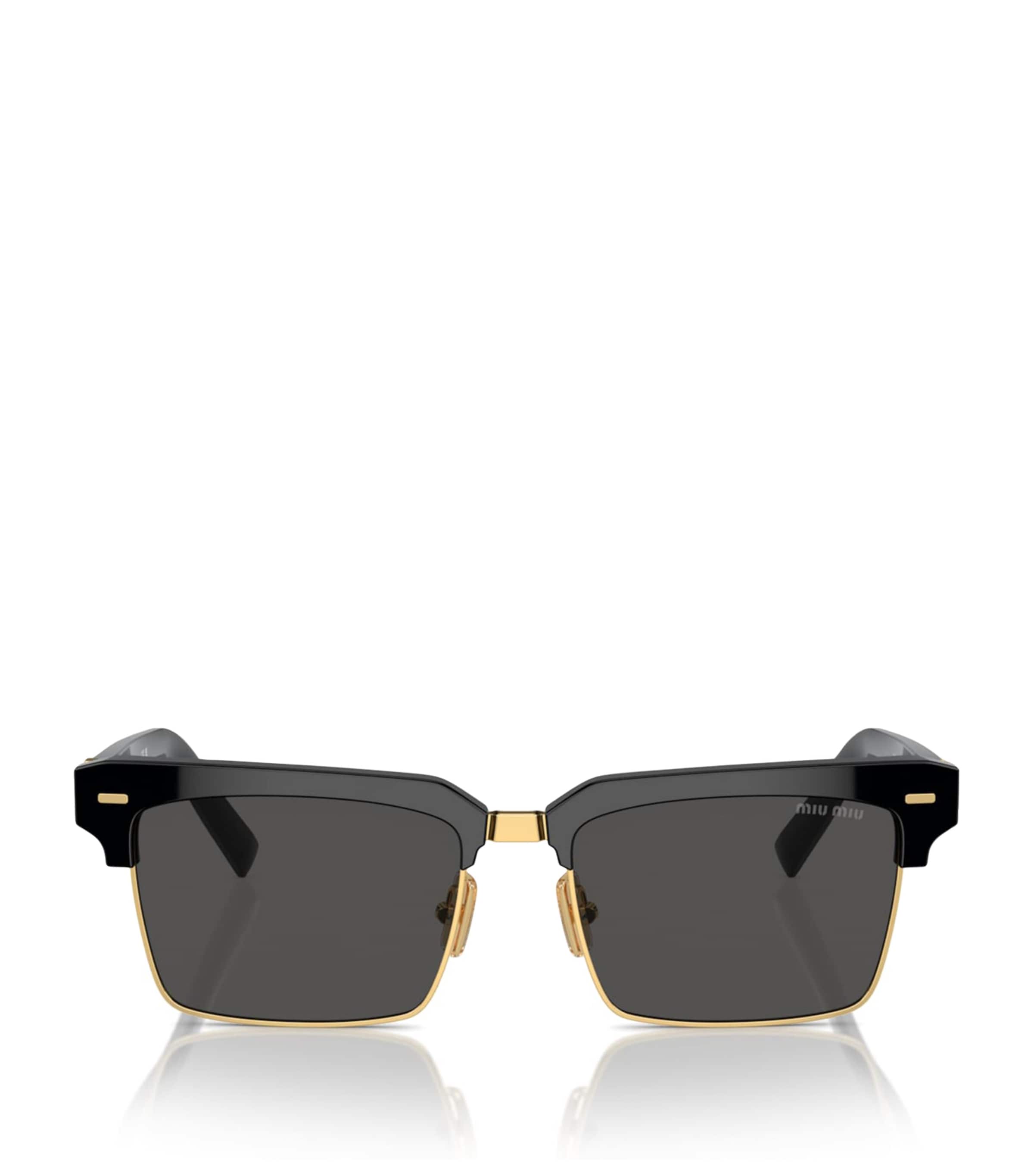 Miu Miu Logo Mixed-media Square Sunglasses In Dark Grey
