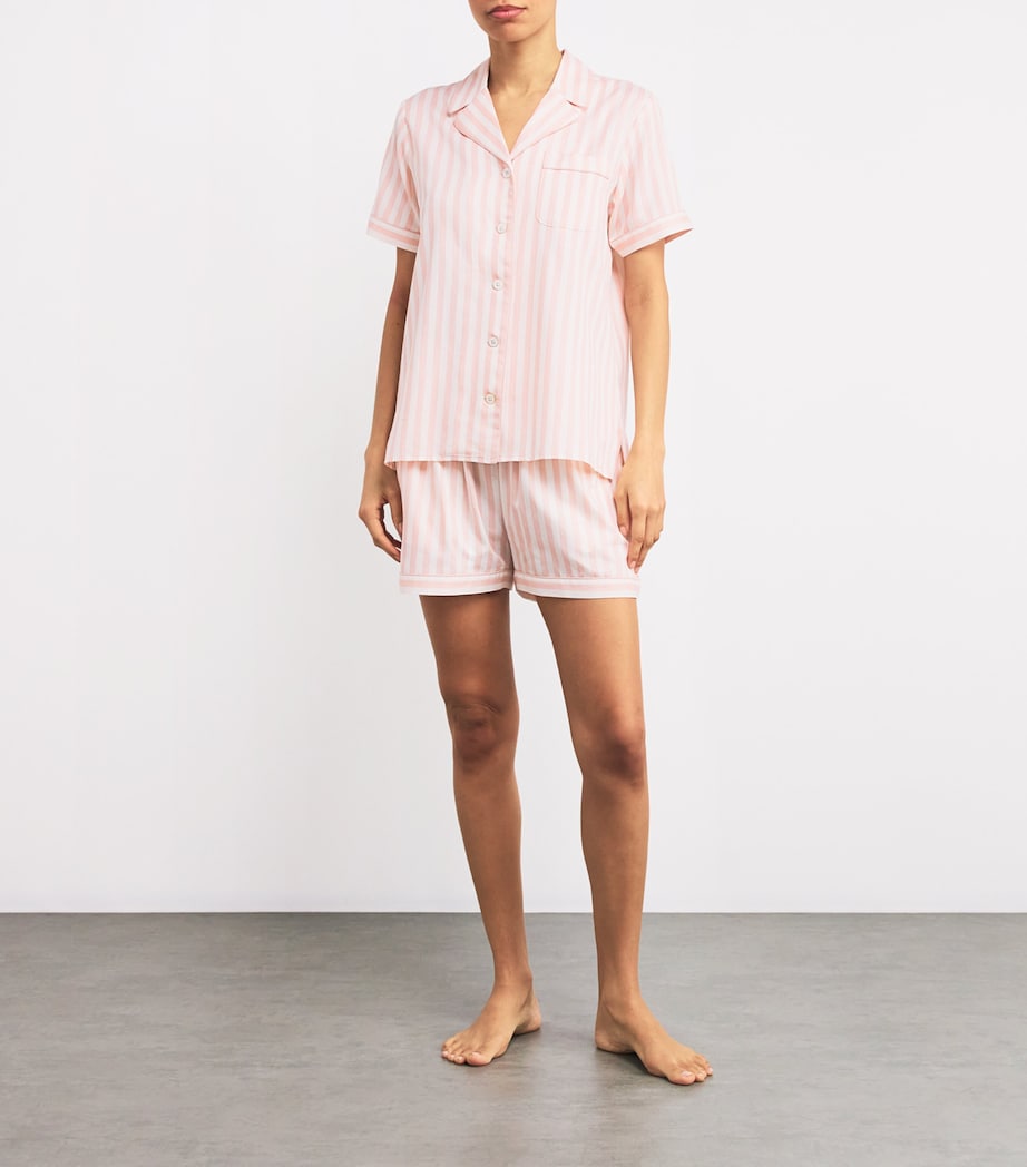 Harrods Womens Cotton Short-Sleeve Pyjama Set Pink Image 2