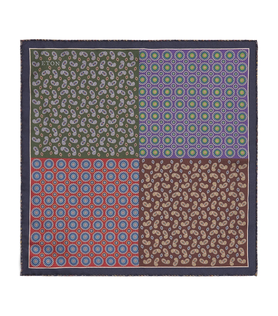 Silk Paisley Pocket Square MULTI TWO- Image 1