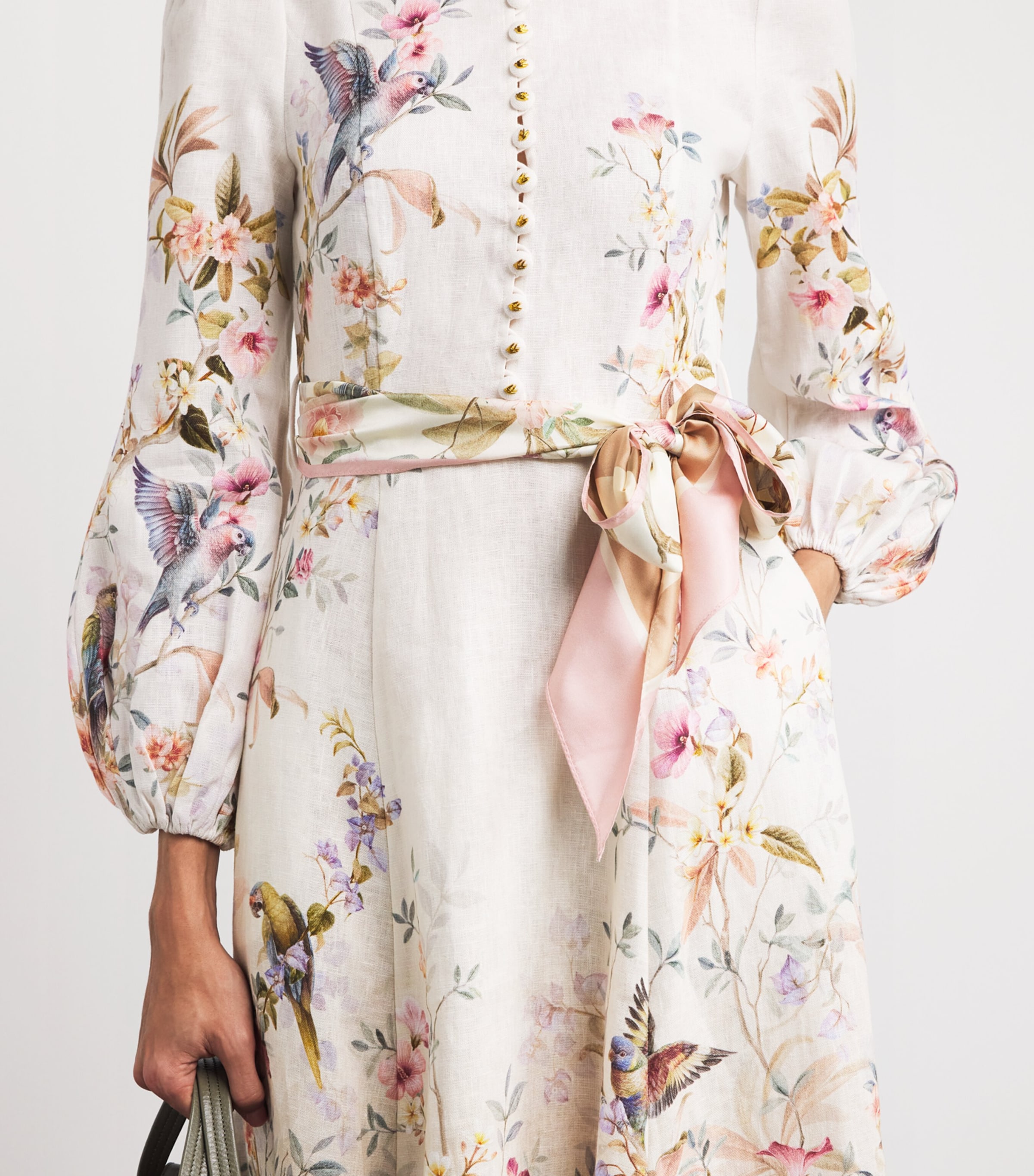 ZIMMERMANN Rebellion Button Midi Dress | Cream Aviary | Size 0