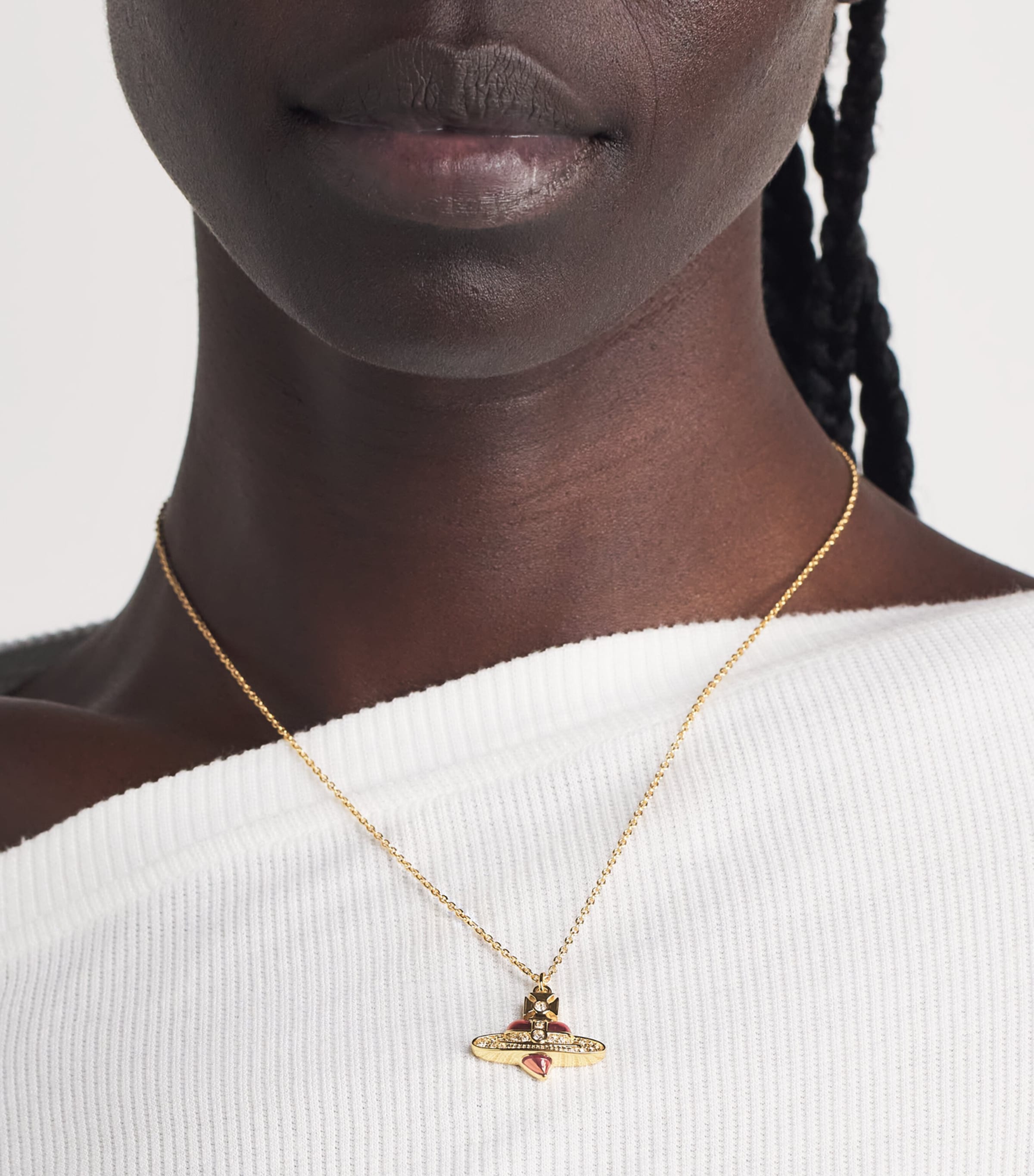 Vivienne Westwood Diamante Heart Necklace Gd Qtz Crs Image 4