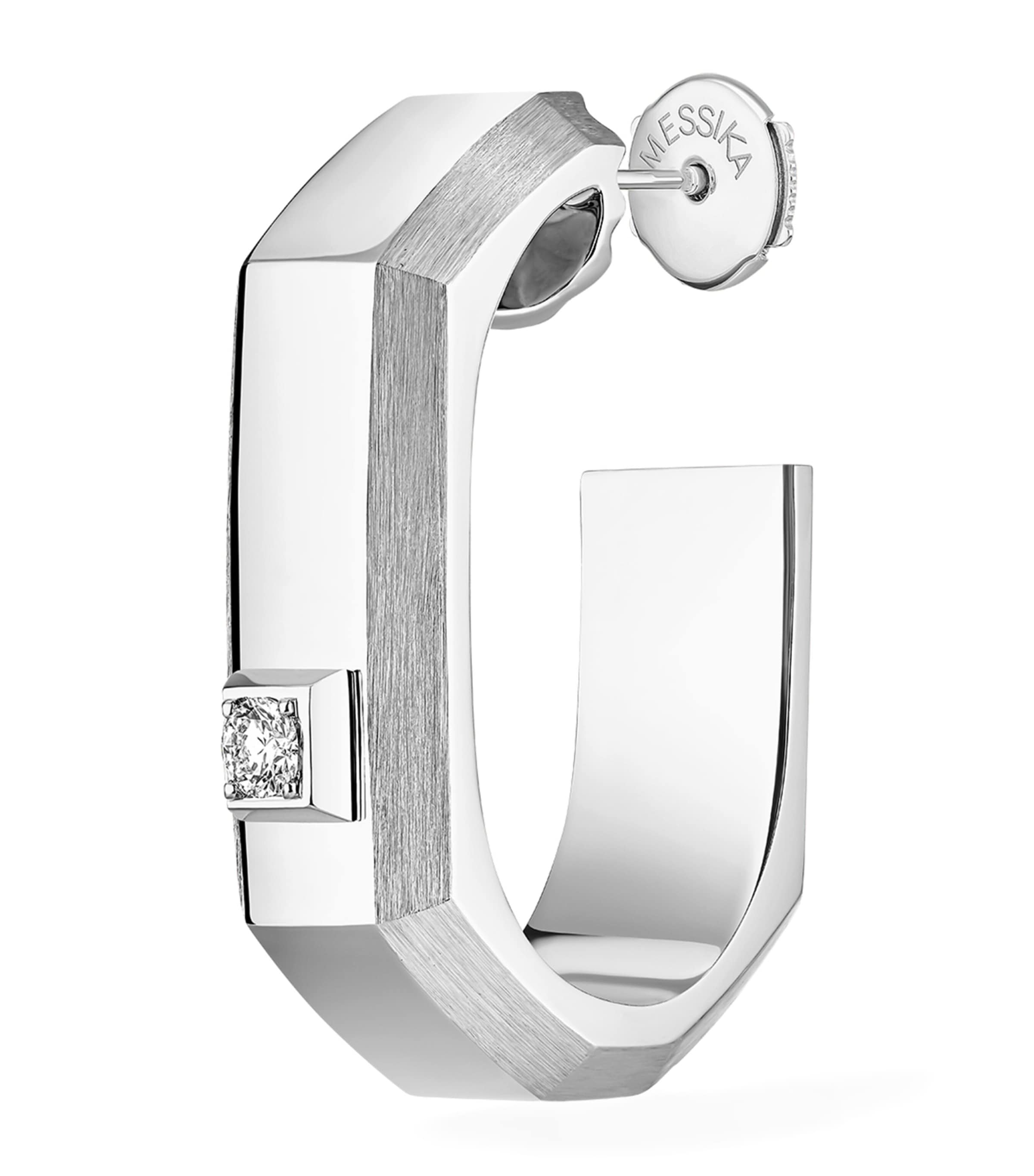 Messika Moderniste Medium White Gold and Diamond Single Hoop Earring White Gold Image 1