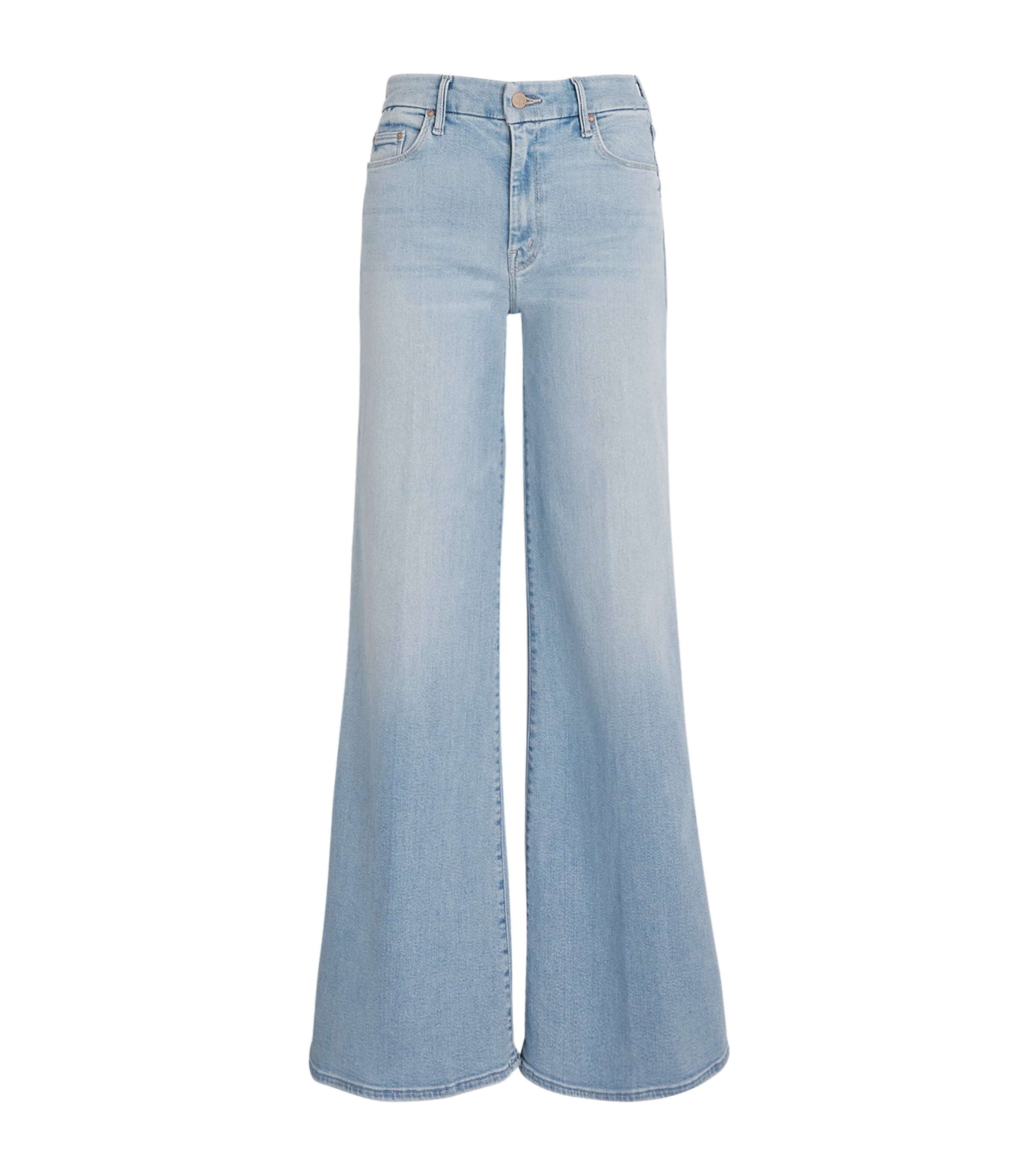 Mother The Roller Sneak Wide Legs Jeans In Blue