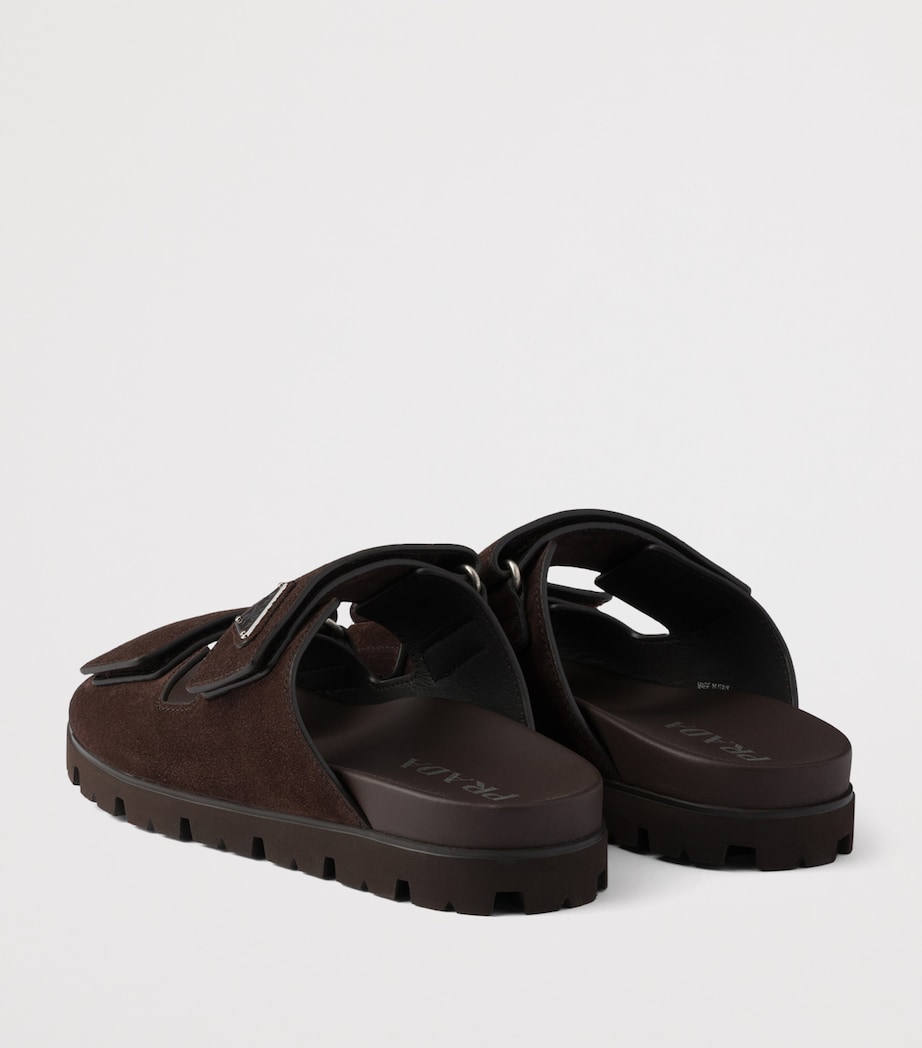 Prada Suede Triangle Sandals Brown Image 5