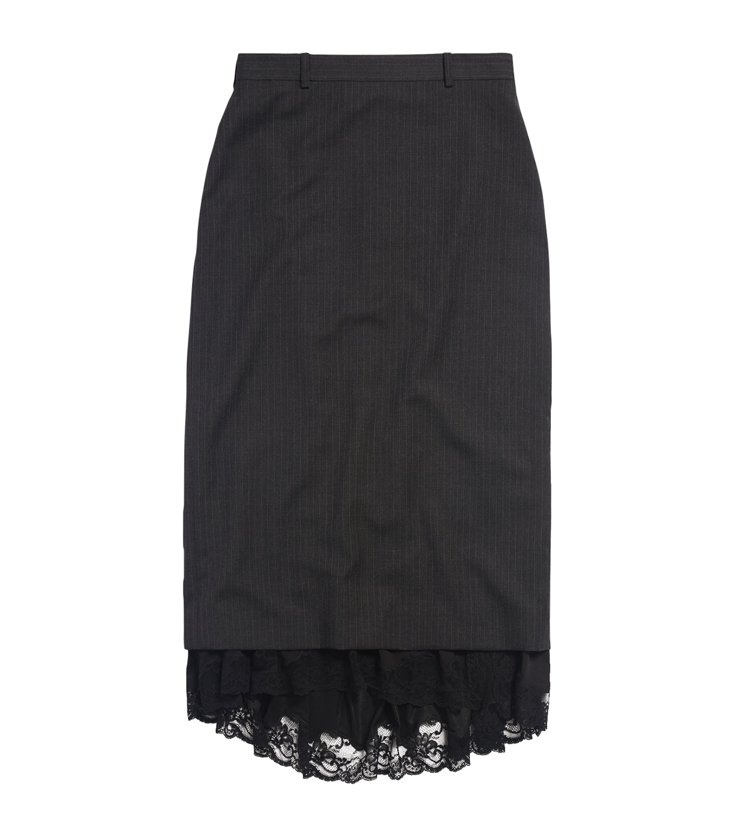 Balenciaga Womens Lace-Trim Pinstripe Pencil Skirt Image 1