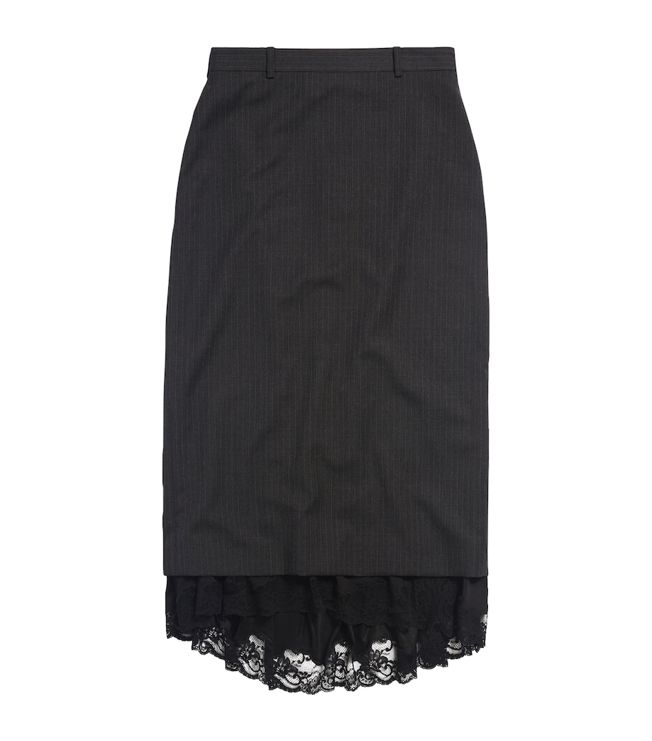 Balenciaga Womens Lace-Trim Pinstripe Pencil Skirt Image 1