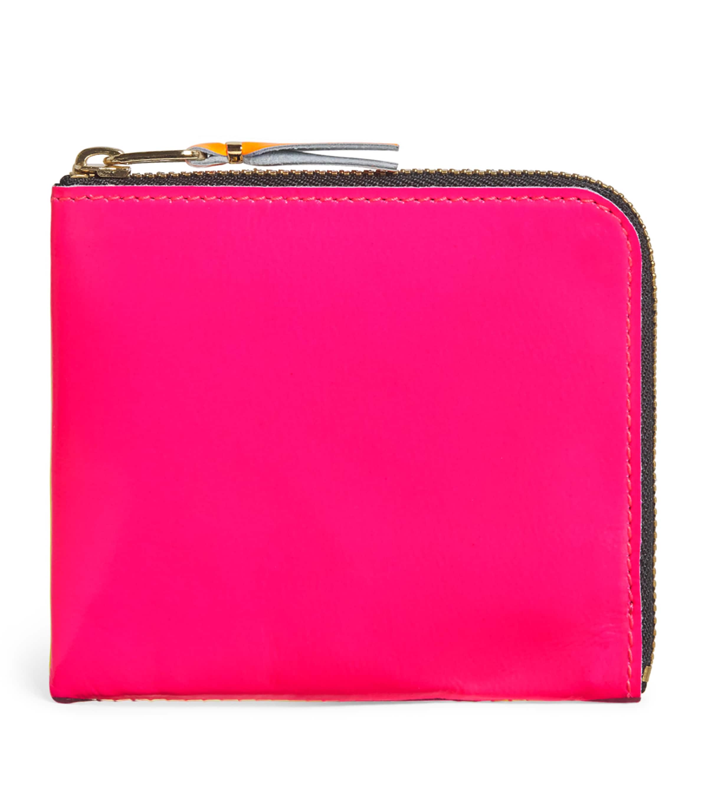 Comme Des Garçons Small Leather Super Fluo Wallet In Pink