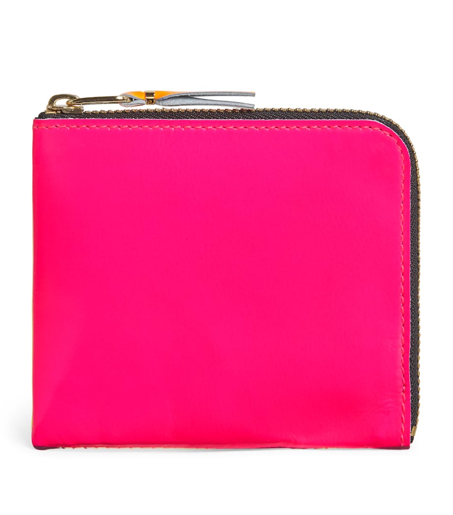 Small Leather Super Fluo Wallet 5 - PINK Image 1
