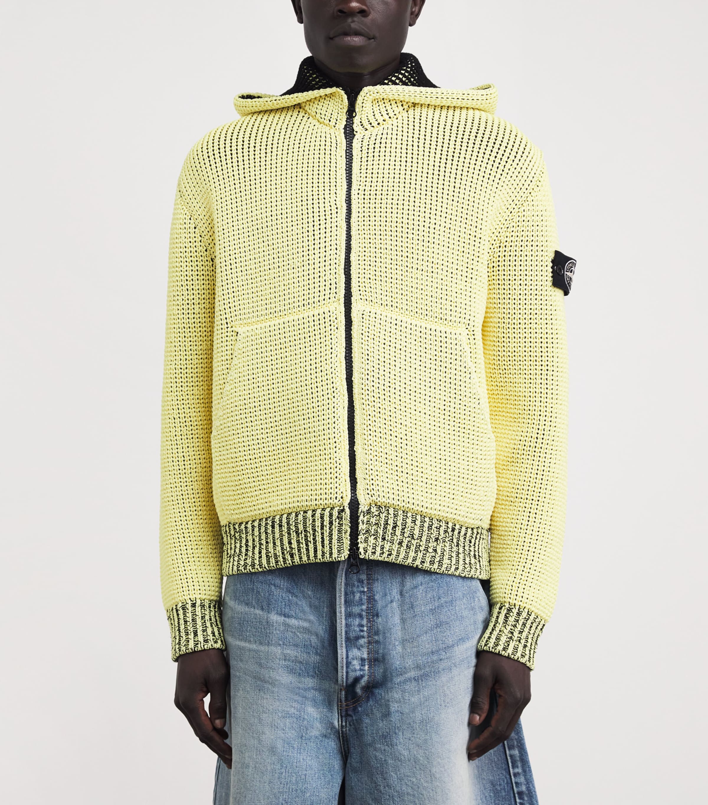 Stone Island Yellow UV-Reactive Knit Hoodie | Harrods UK