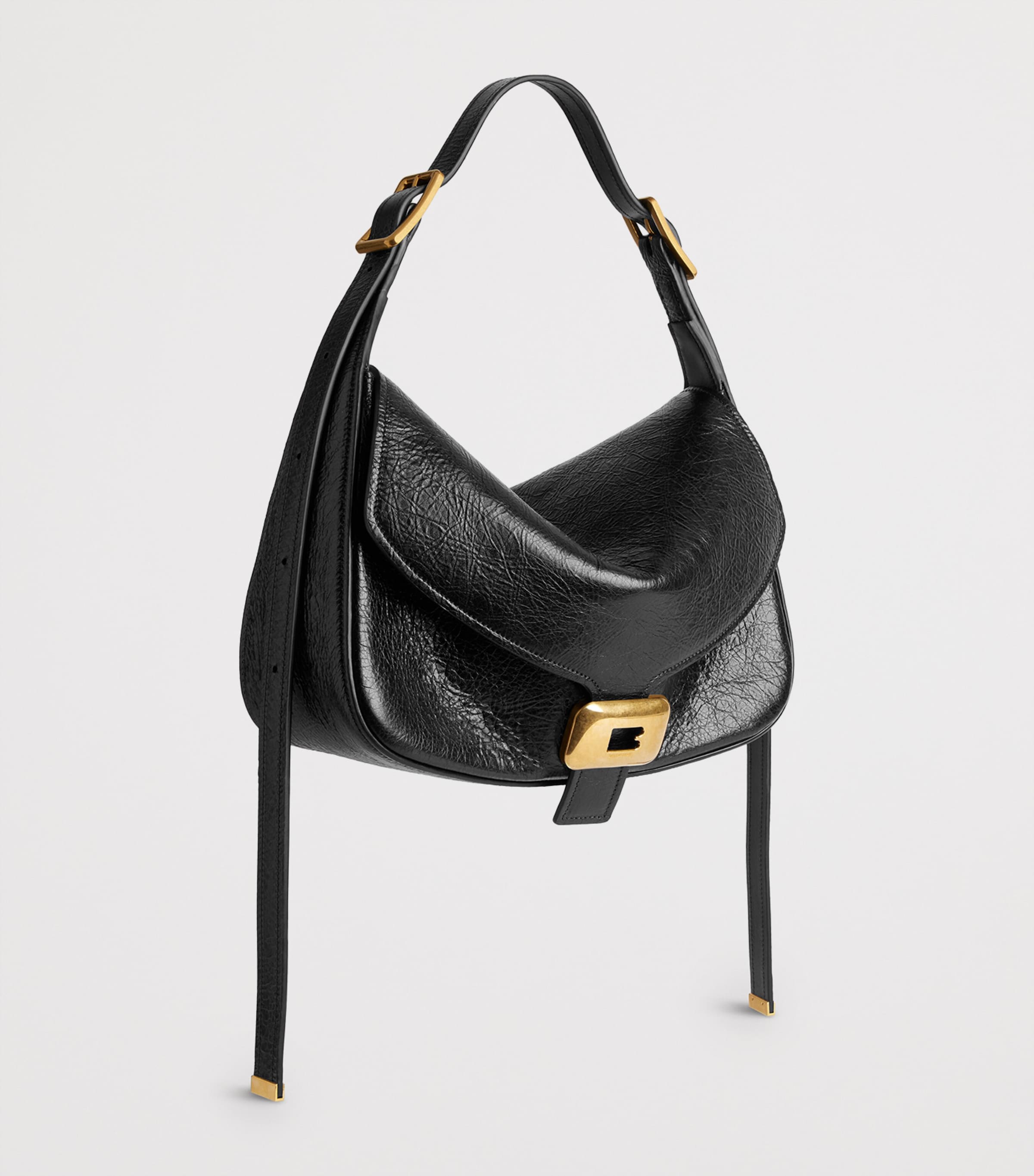 Balenciaga Black Lambskin Clicca Shoulder Bag | Harrods US