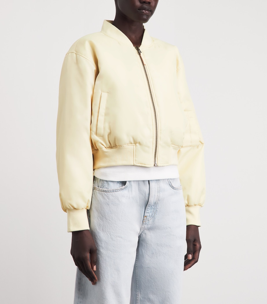 ANINE BING Womens Cropped Leon Bomber Jacket Cream Image 4