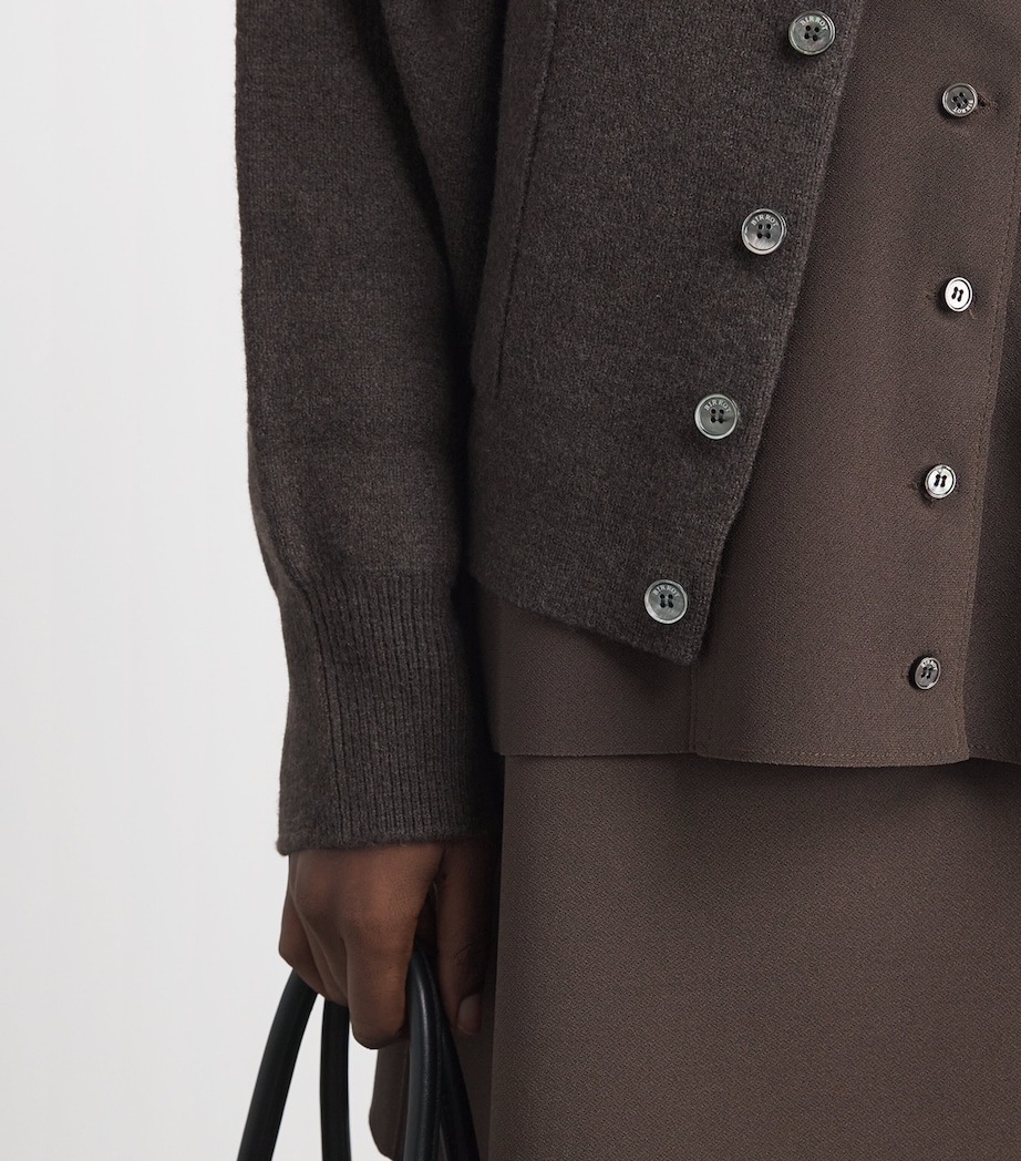 Birrot Womens Merino Wool Cardigan Brown Image 3