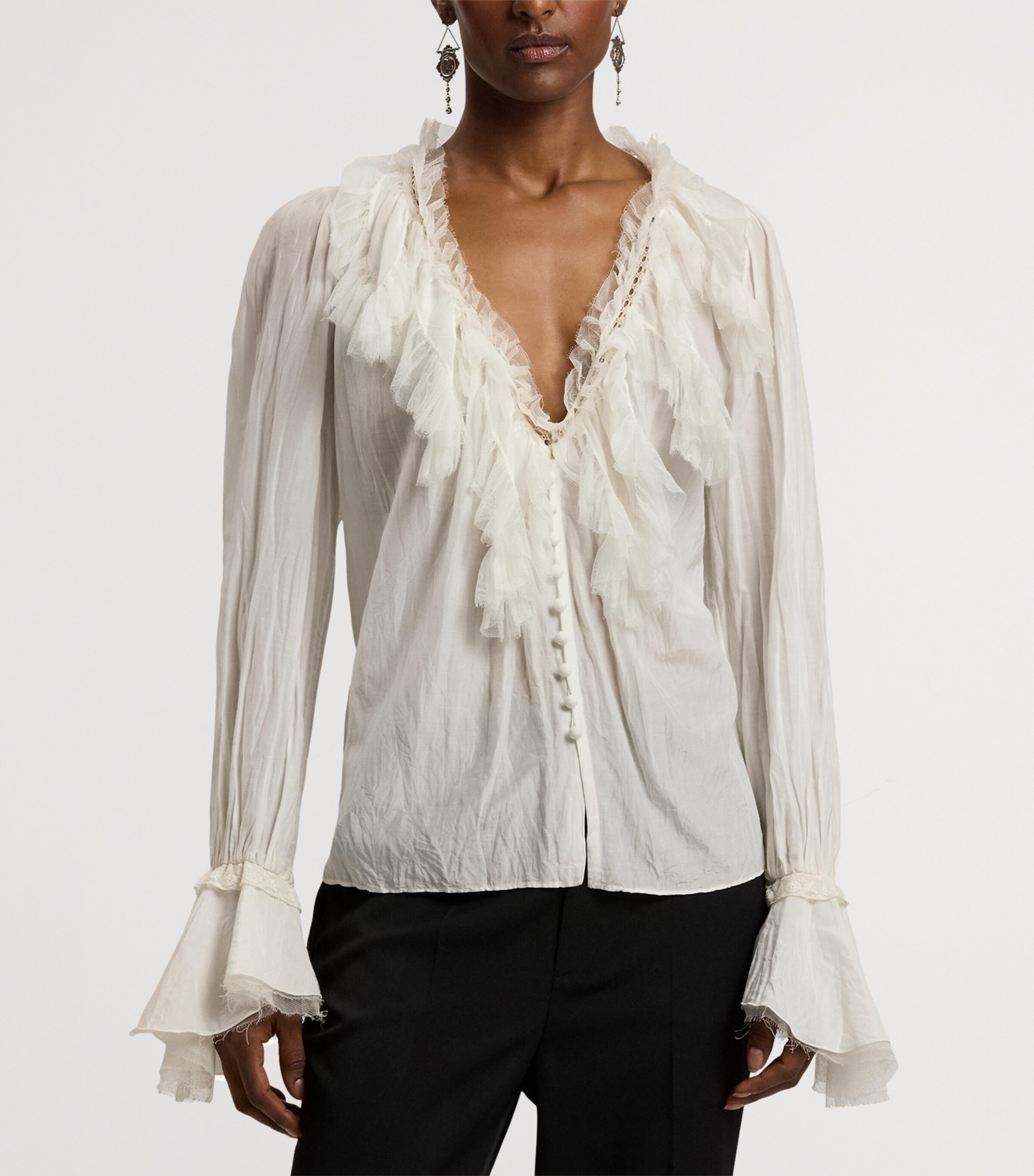 Ralph Lauren Collection Womens Cotton-Silk Kensley Blouse Cream Image 12