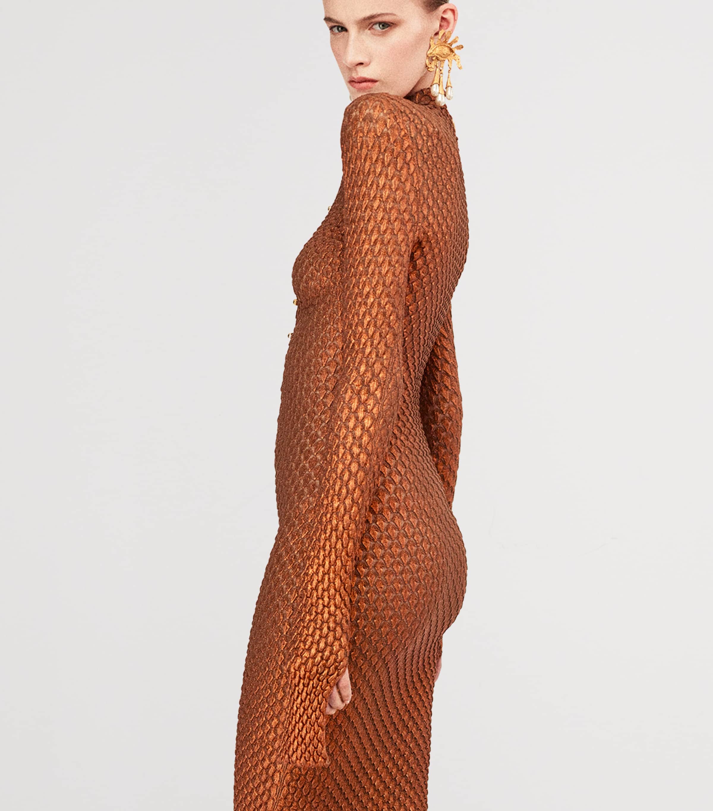 Pearl Eye and Teardrop Earrings 001 GOLD Image 2