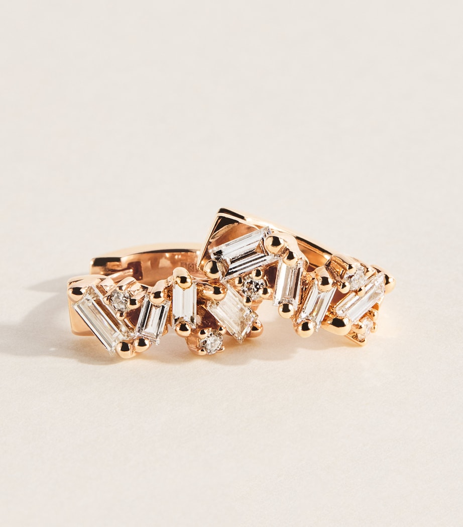 Suzanne Kalan Rose Gold and Diamond Frenzy Huggie Earrings Rg/wd Image 4