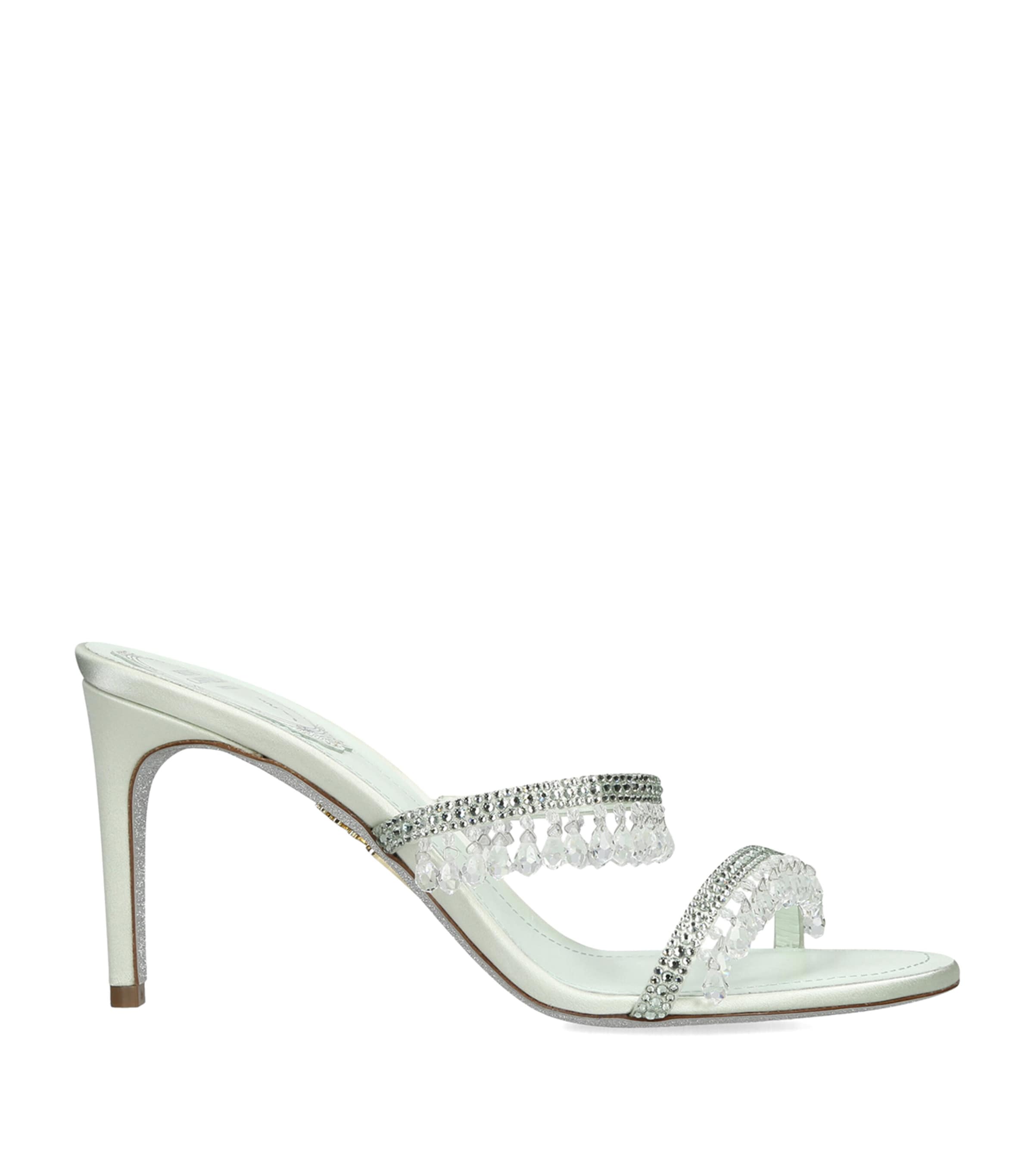 René Caovilla Leather Chandelier Mules 80 Pale Green Image 1