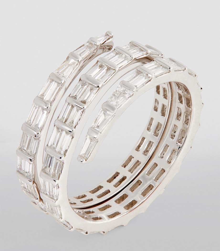 White Gold and Diamond Coil Ring WHITE GOLD Image 2