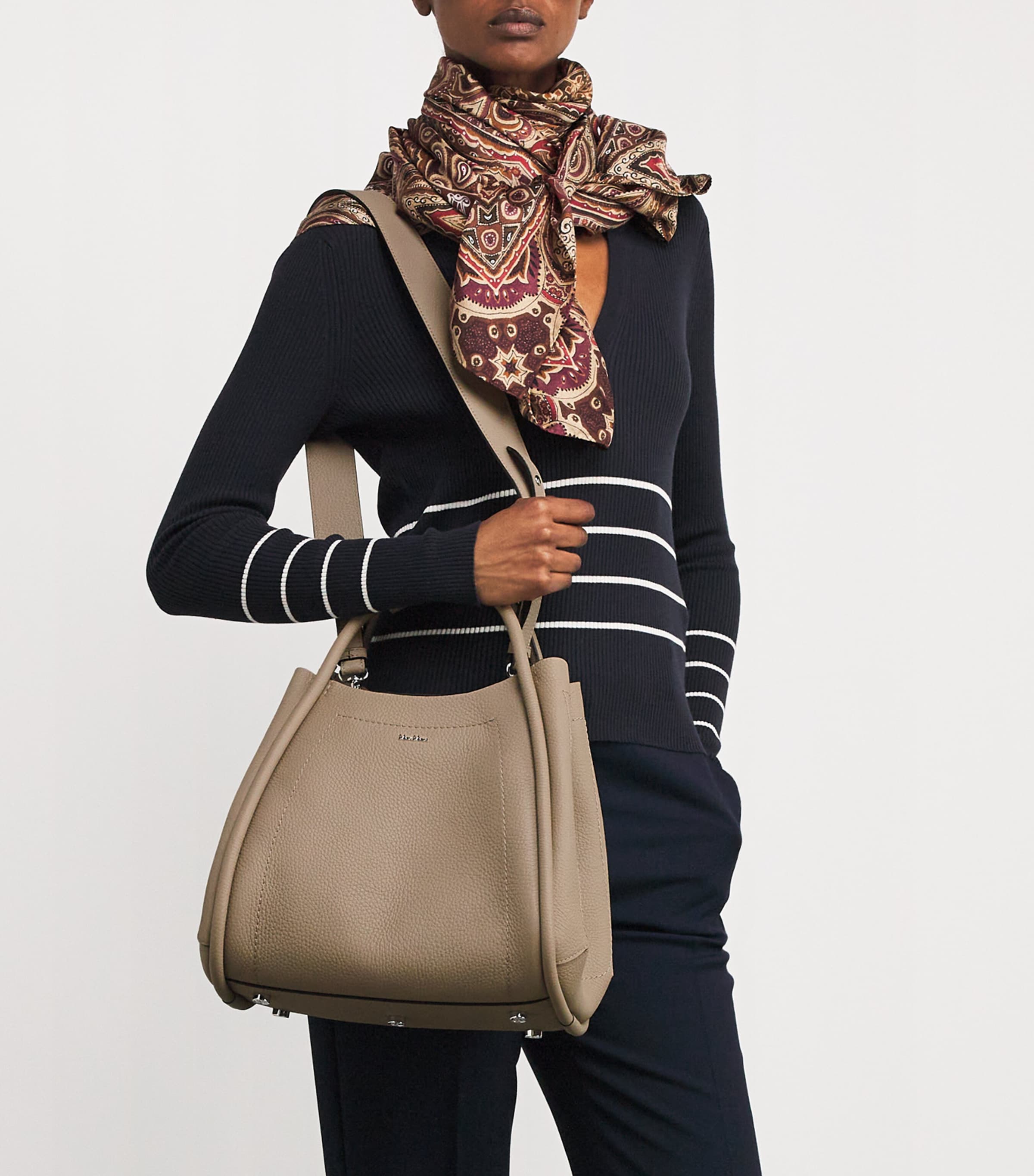 Max Mara Small Leather Marine Top-Handle Bag | Harrods US