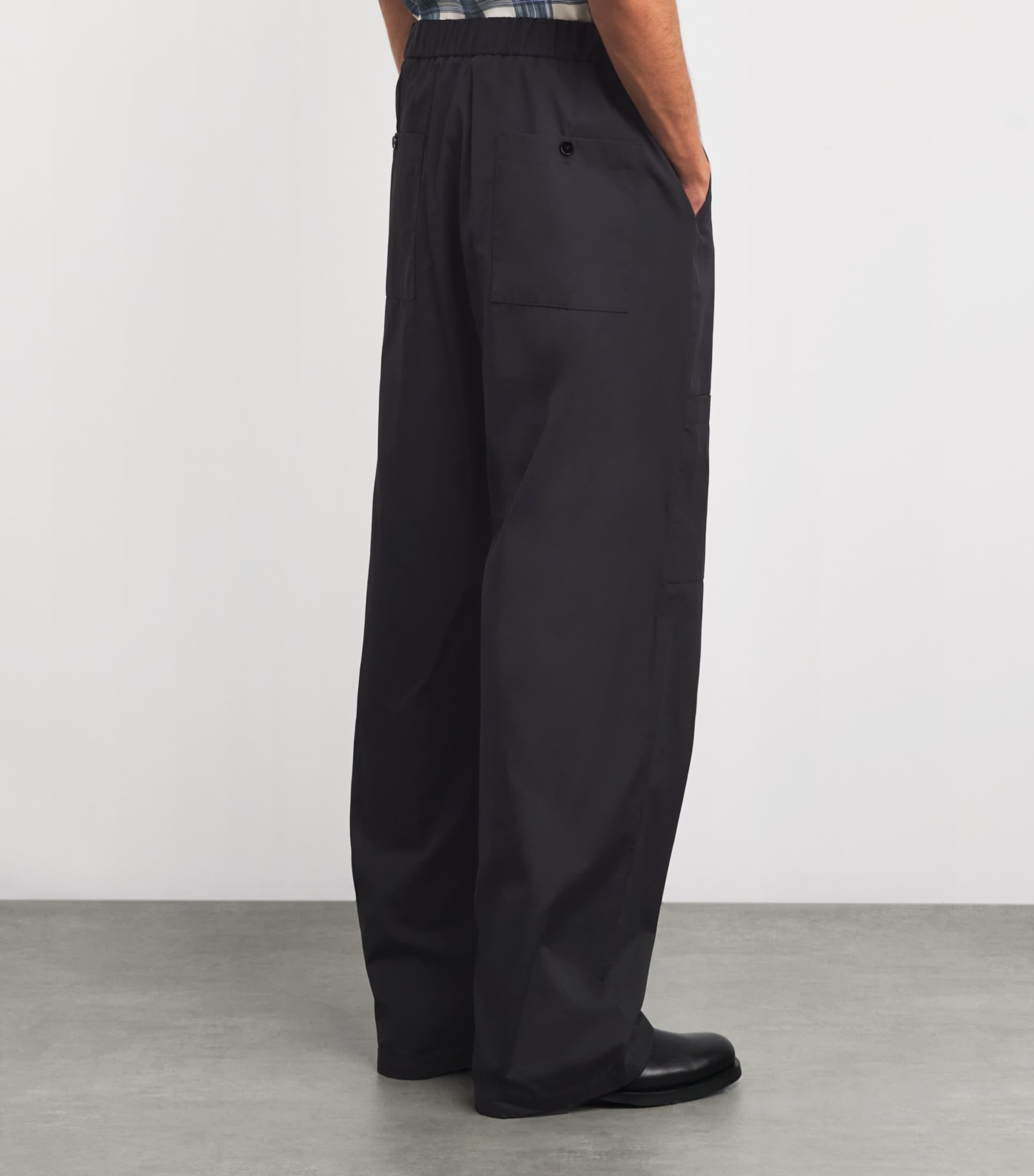 Cotton Cargo Trousers 001 BLACK Image 4