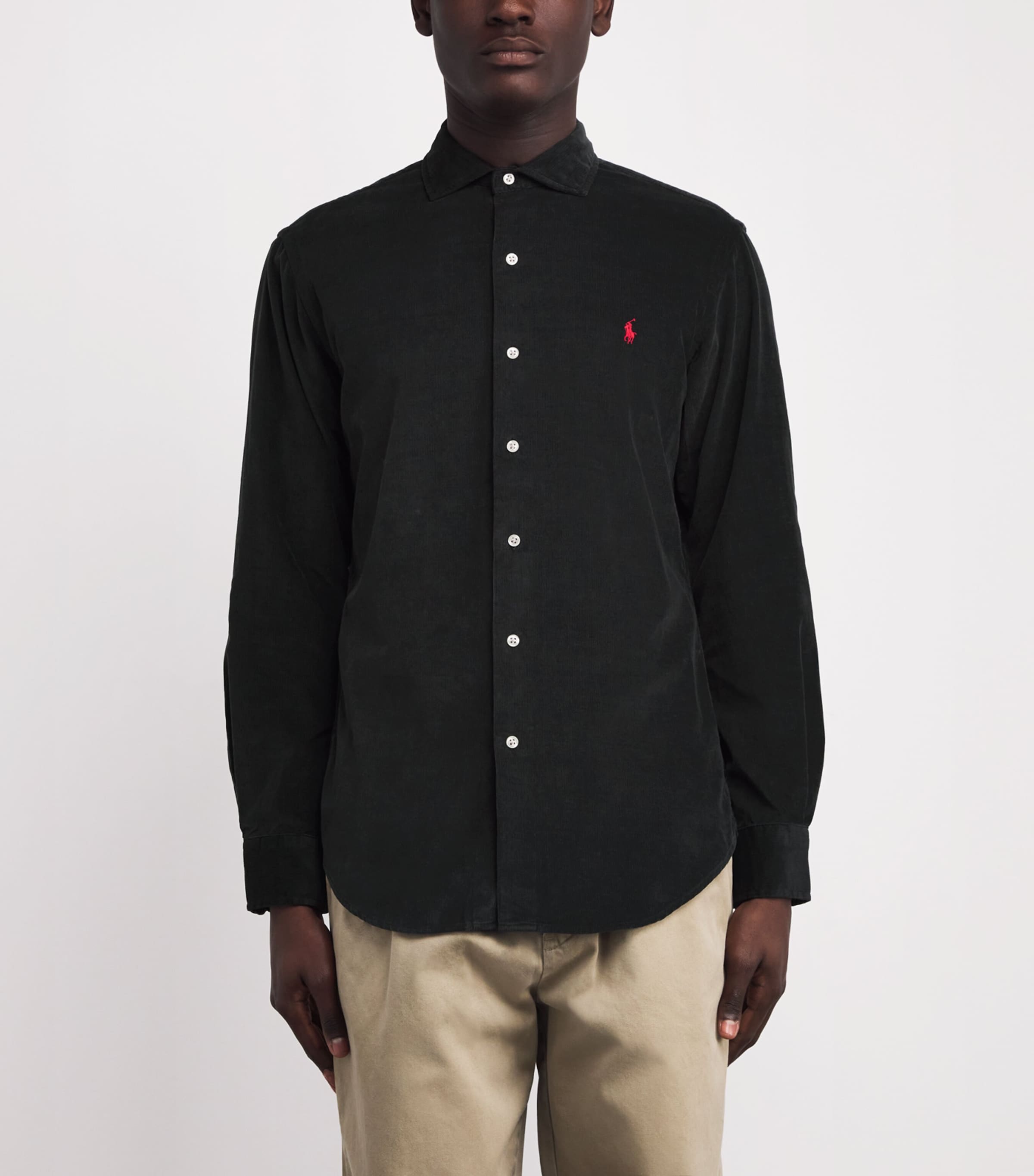 Cotton Corduroy Logo Shirt BLACK Image 3