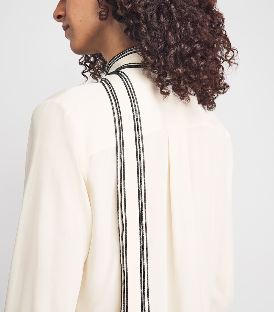 Fabiana Filippi Womens Crêpe de Chine Bow-Detail Shirt Burro Image 3