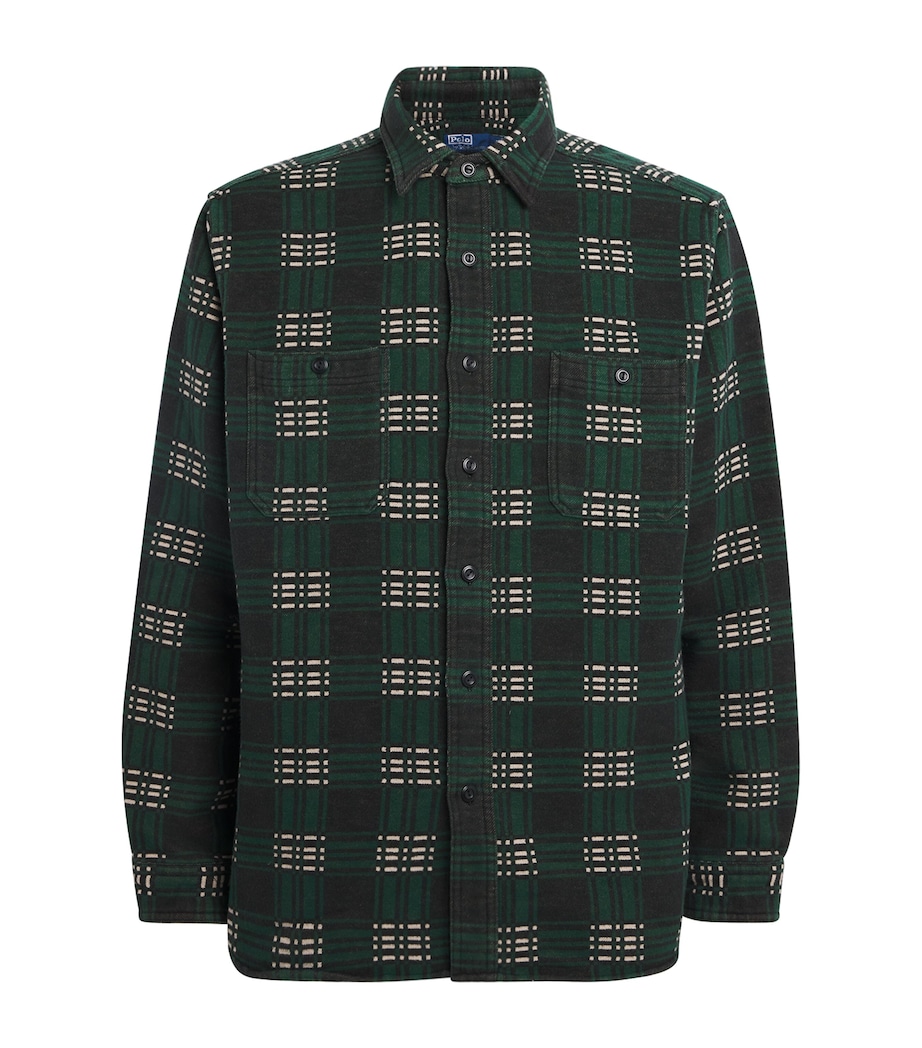 Cotton Check Flannel Overshirt GREEN Image 1