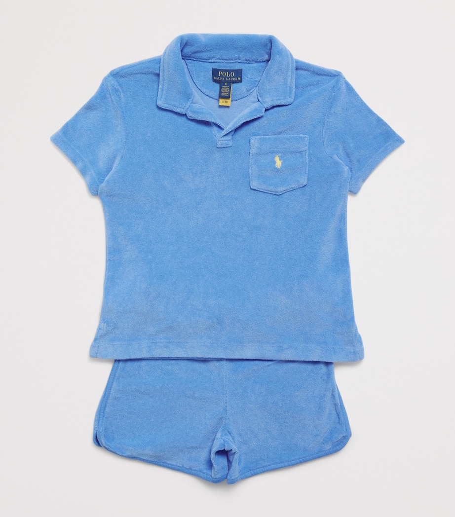 Ralph Lauren Kids Towelling Polo Shirt and Shorts Set (2-7 Years) Hrb Is Blu Image 3