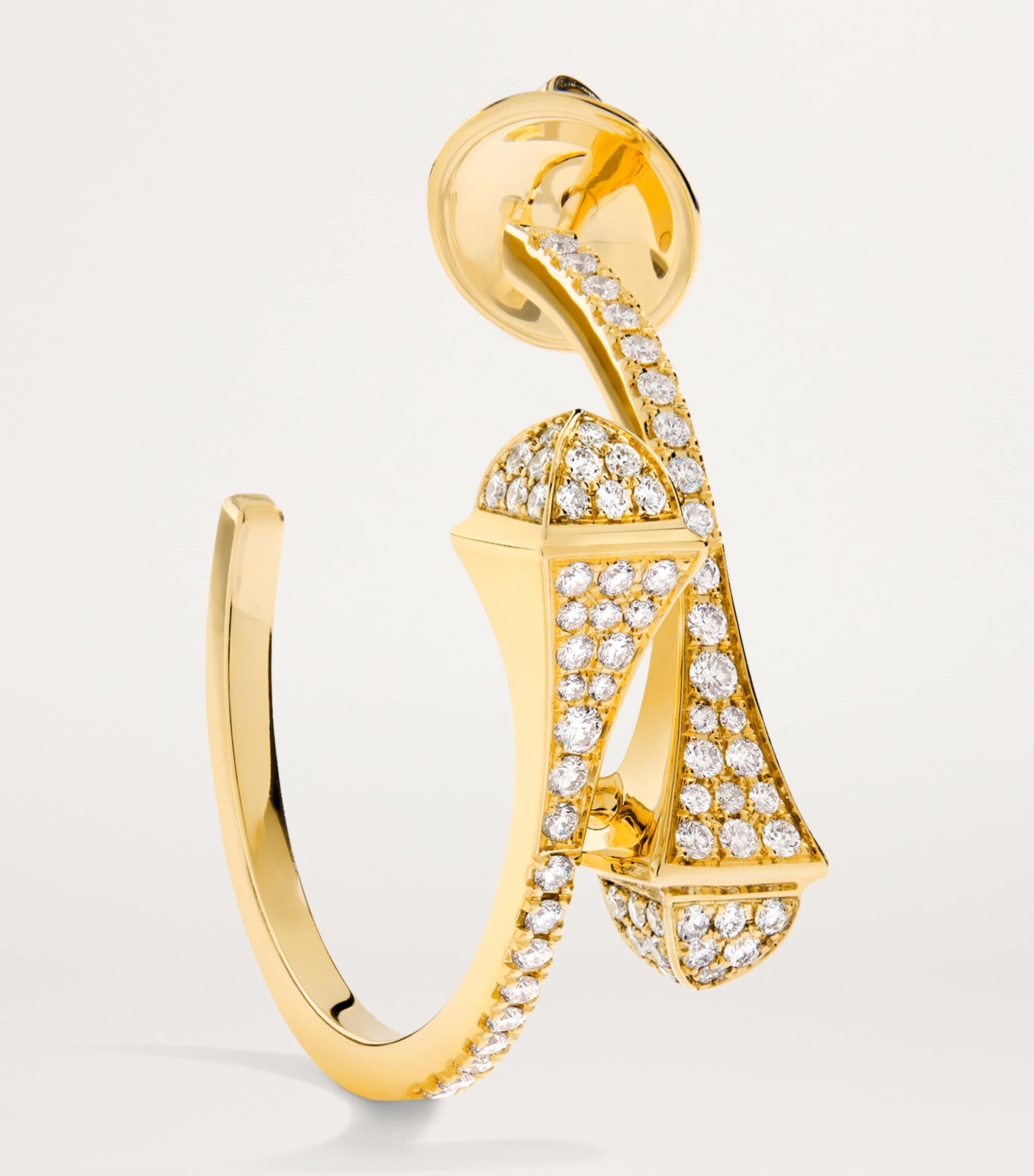 Small Yellow Gold and Diamond Cleo Hoop Earrings YELLOW GOLD Image 2