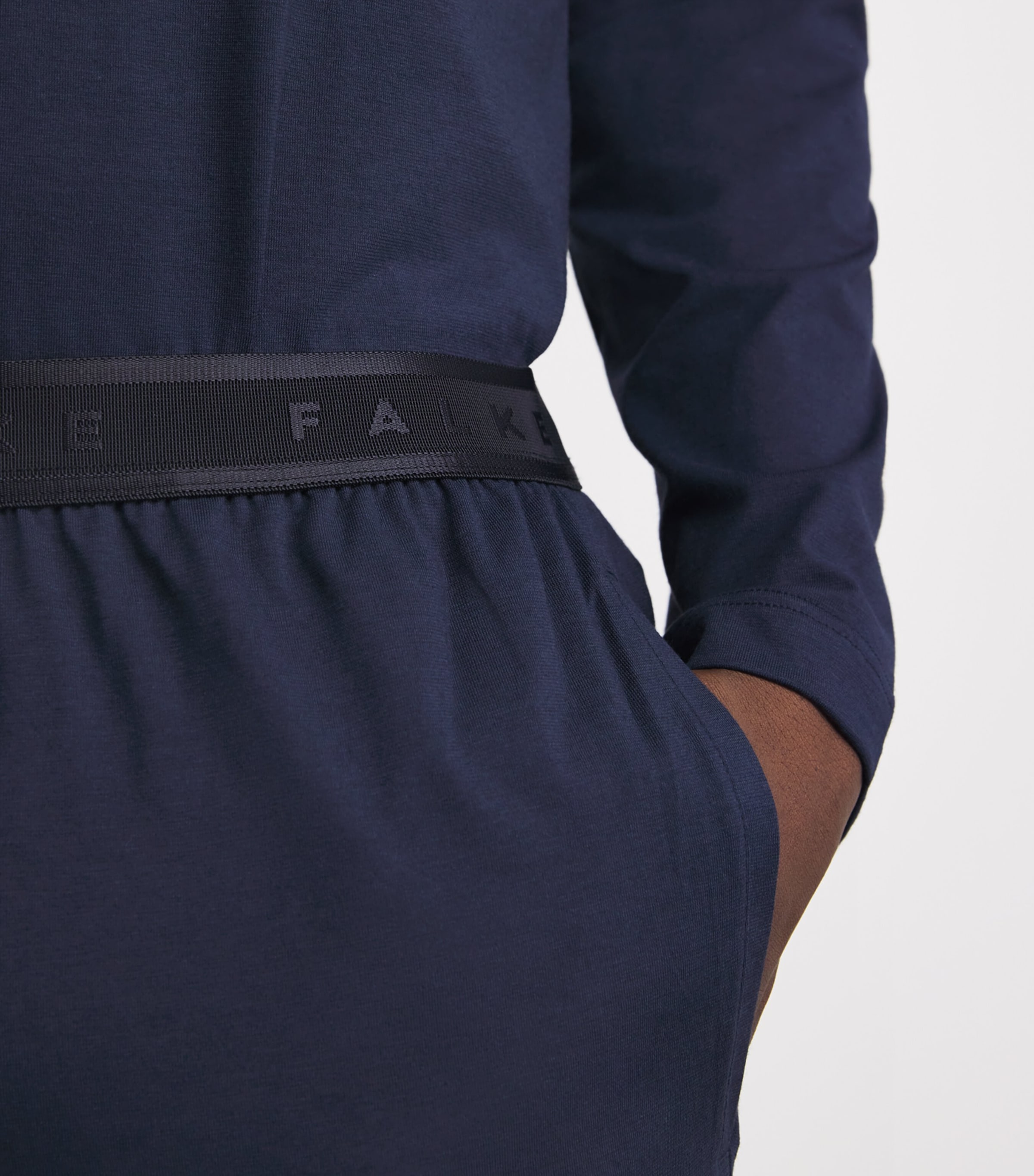 Falke Mens Cotton-Blend Lounge Trousers Space Blue Image 3