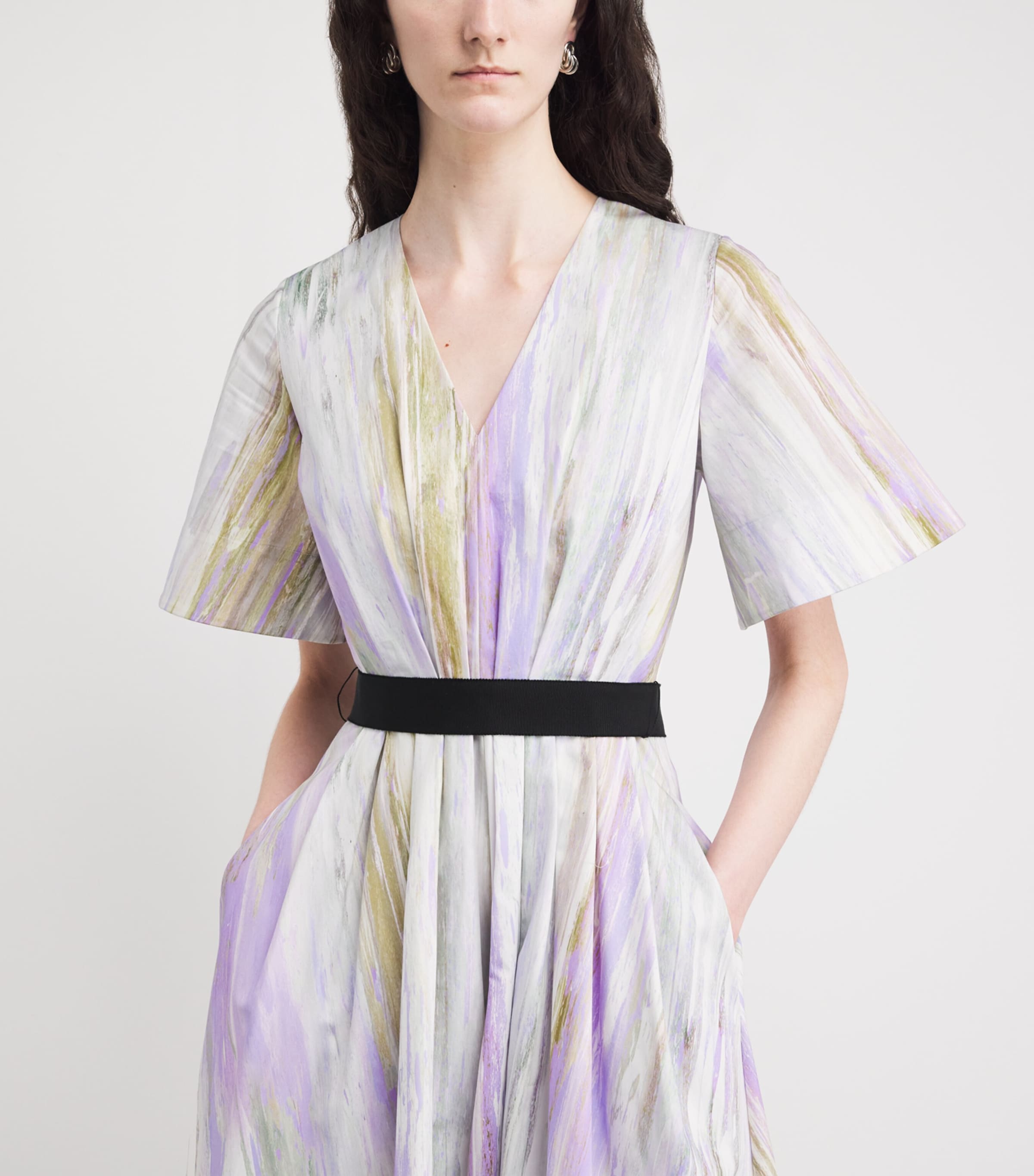 Roksanda Womens Cotton Sana Midi Dress Brush Chalk/wisteria Image 5
