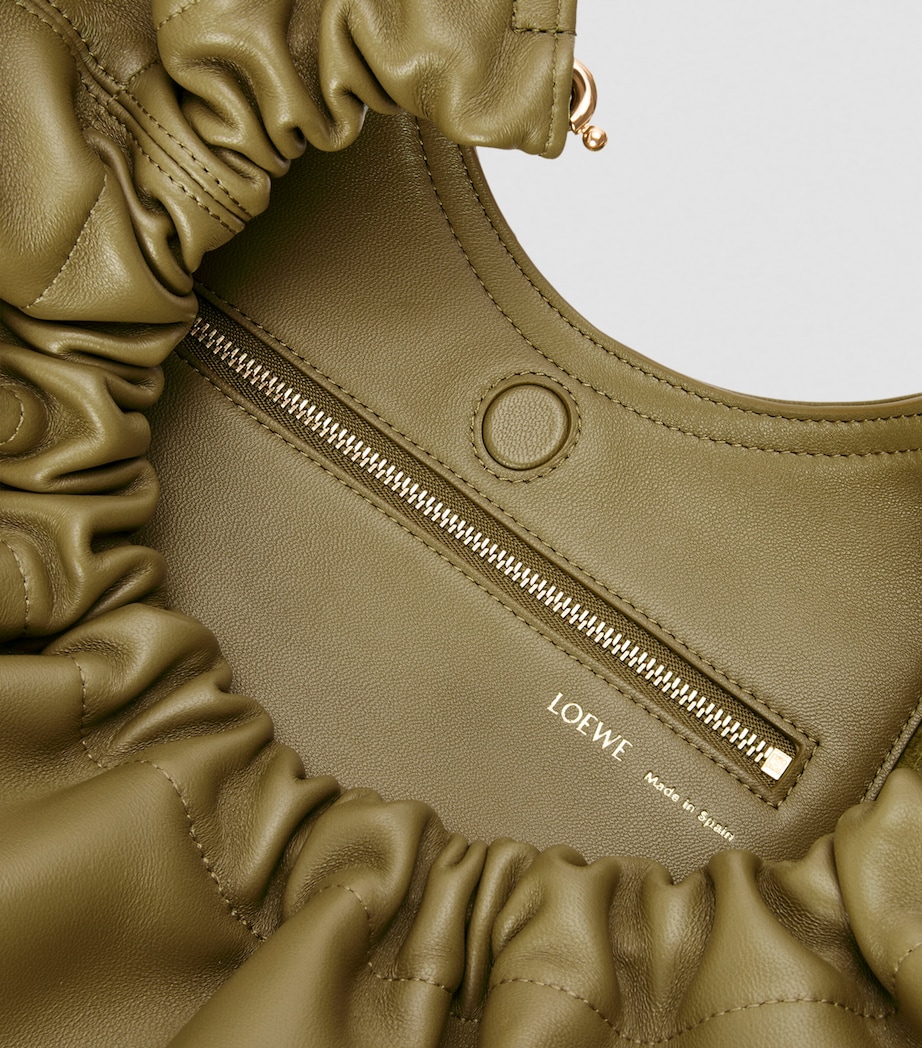 Medium Leather Squeeze Top-Handle Bag OLIVE Image 12