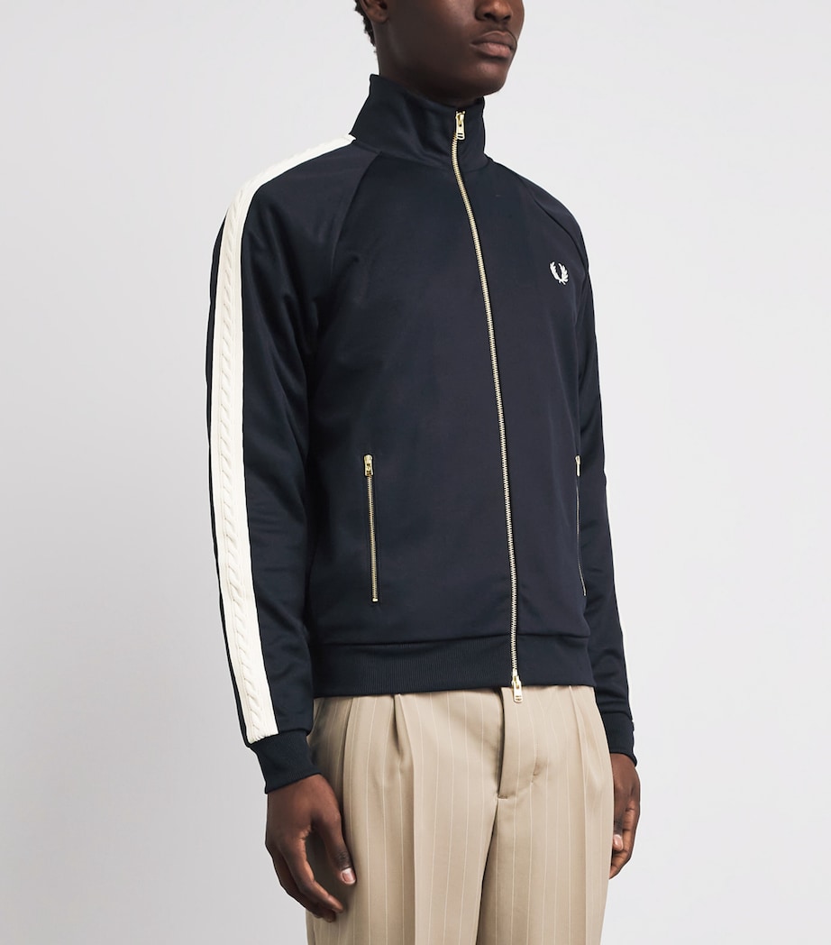 Fred Perry Mens Embroidered Taped Track Jacket Navy Image 4