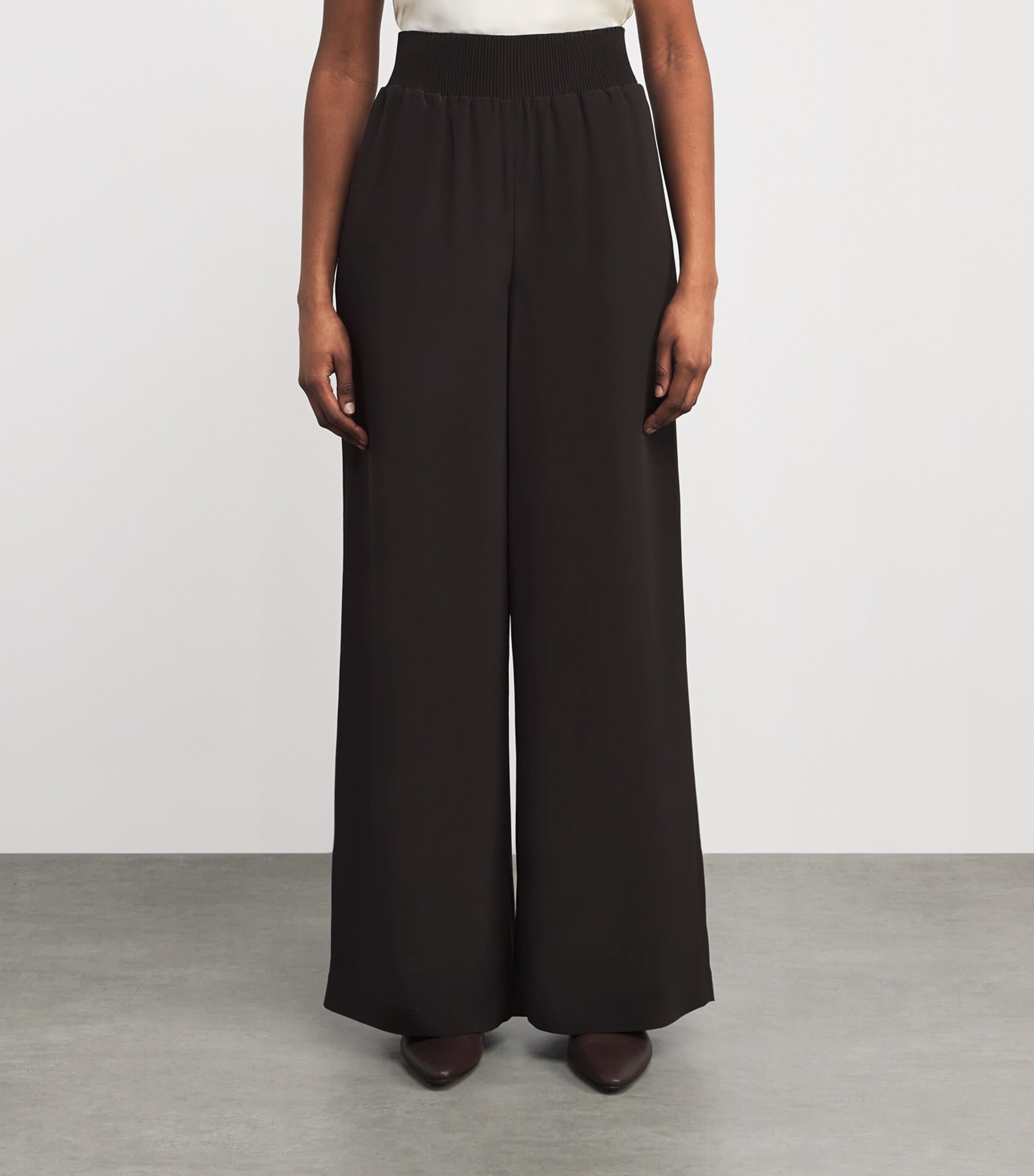 Joseph Womens Nour Wide-Leg Trousers Cocoa Image 3