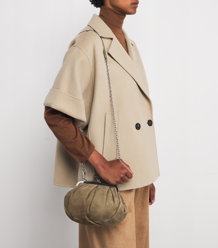 Small Suede Pasticcino Clutch Bag KAKI Image 5