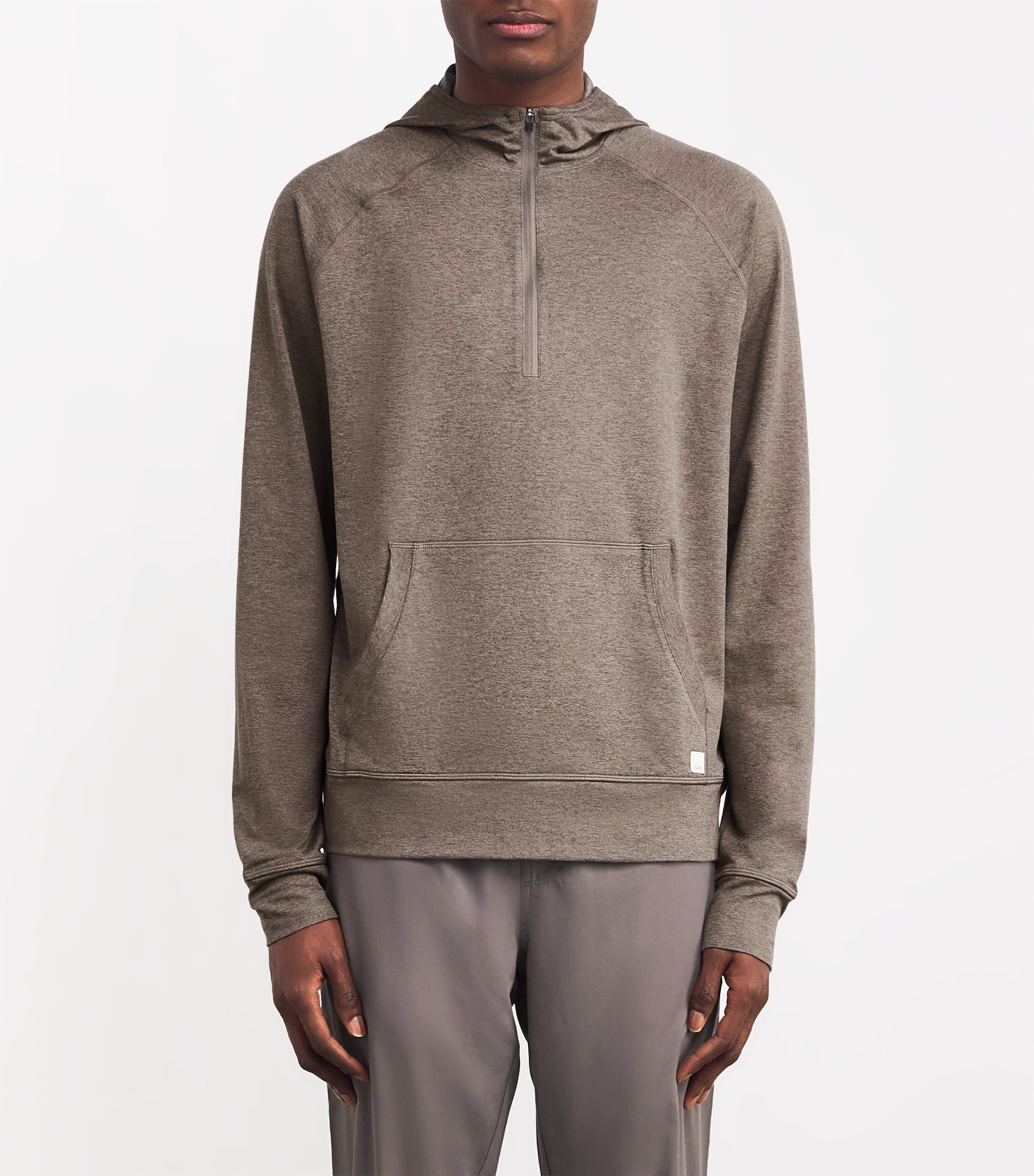VUORI Mens DreamKnit Ponto Performance Hoodie Warm Grey Heather Image 3