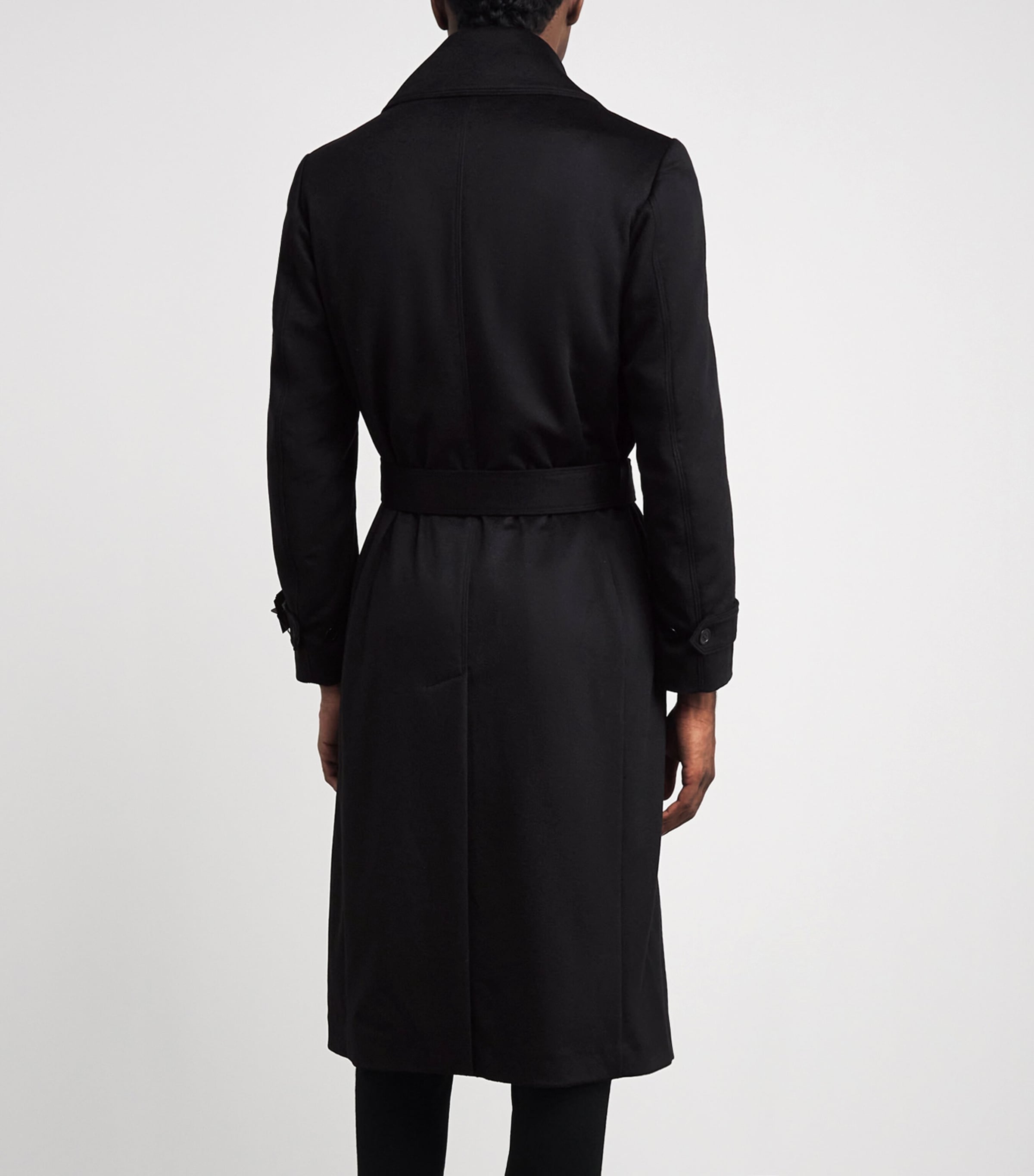 Alan Scott Mens Cashmere-Blend Trench Coat Black Image 5