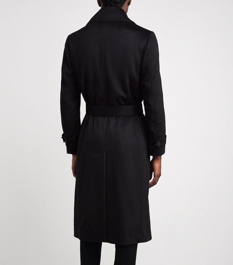 Alan Scott Mens Cashmere-Blend Trench Coat Black Image 5