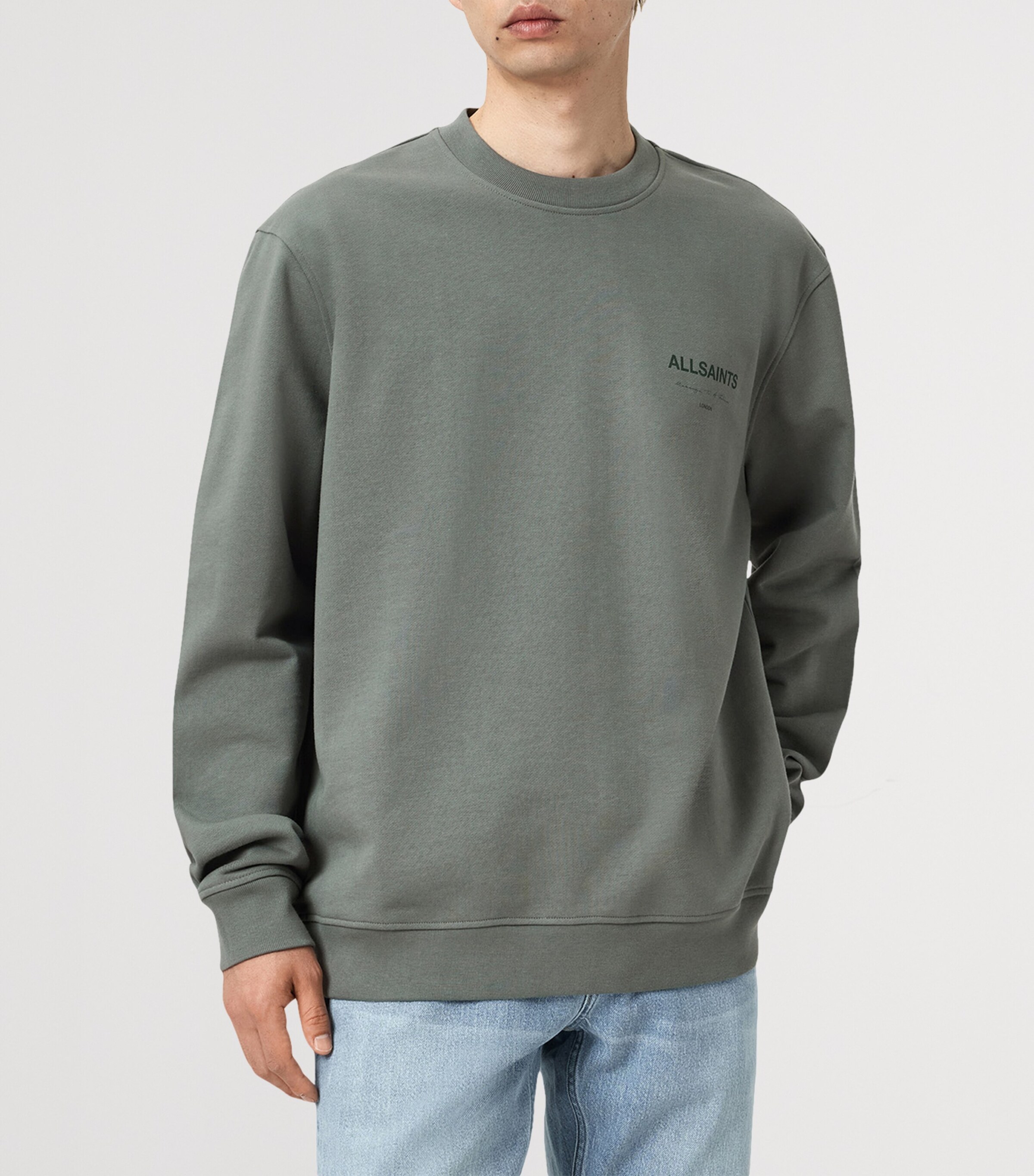 AllSaints Mens Organic Cotton Future Sweatshirt Gastor Green Image 4