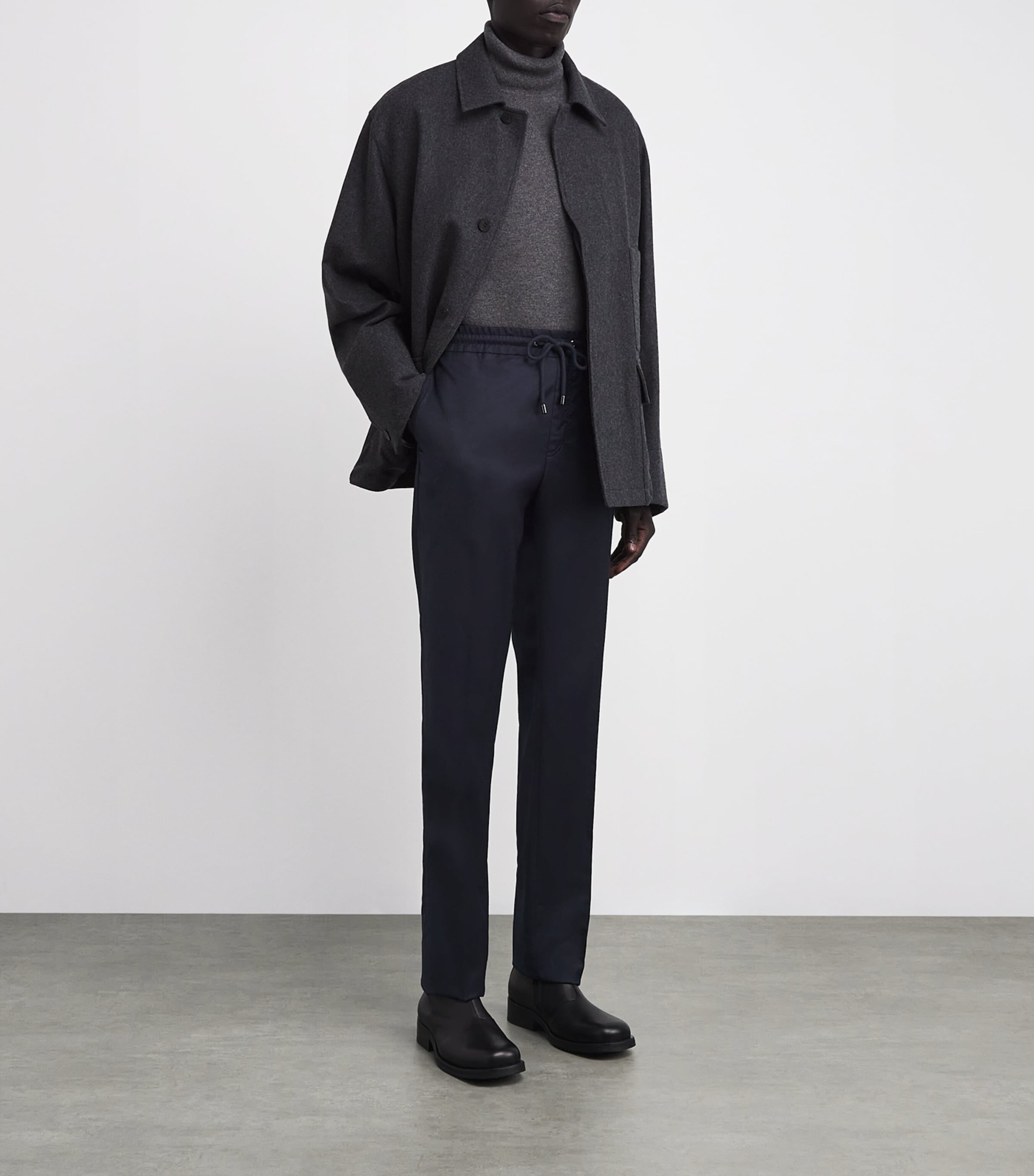 Wool Drawstring Trousers 01 BLUE NAVY Image 2