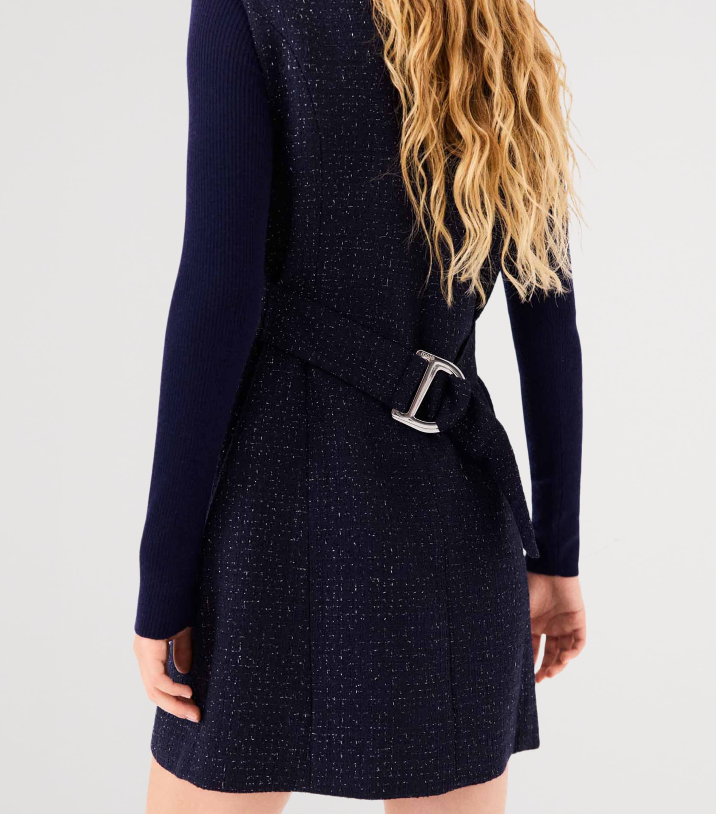 Maje Womens Lurex Tweed Mini Dress Navy Image 8