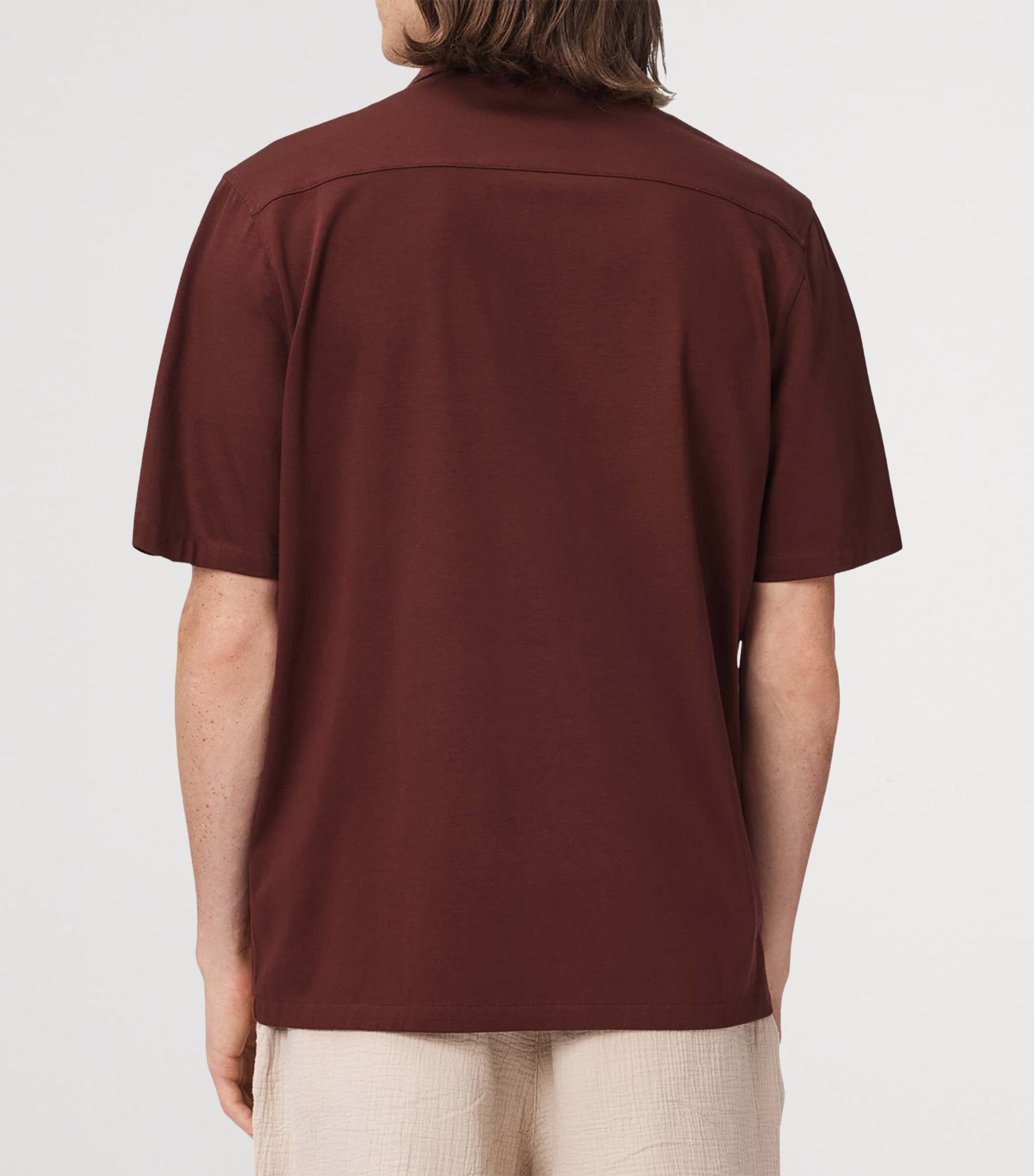 AllSaints Mens Organic Cotton Hudson Shirt Burnt Red Image 4