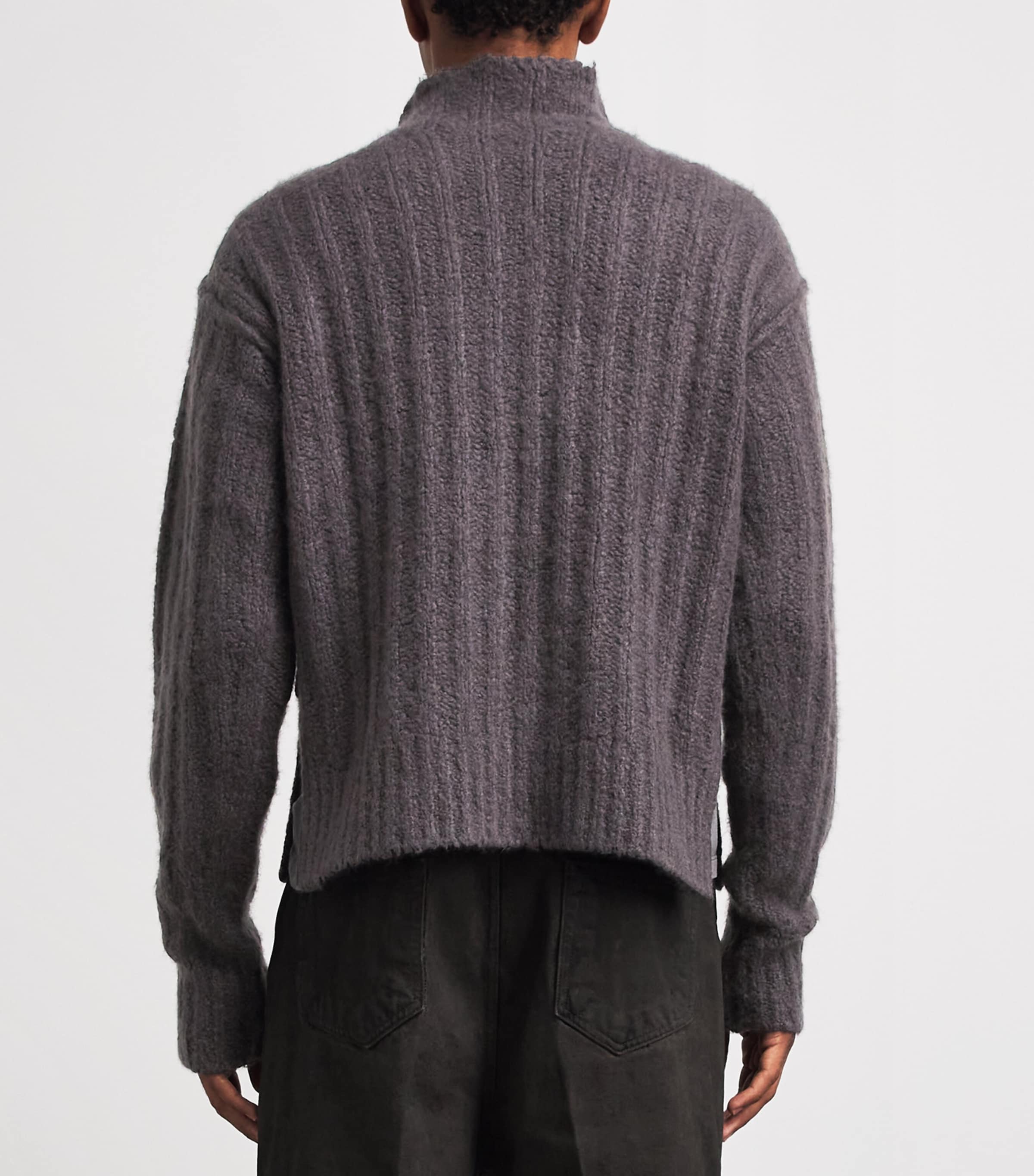Rick Owens Mens Cashmere-Silk Funnel-Neck Sweater Drkdust Image 5