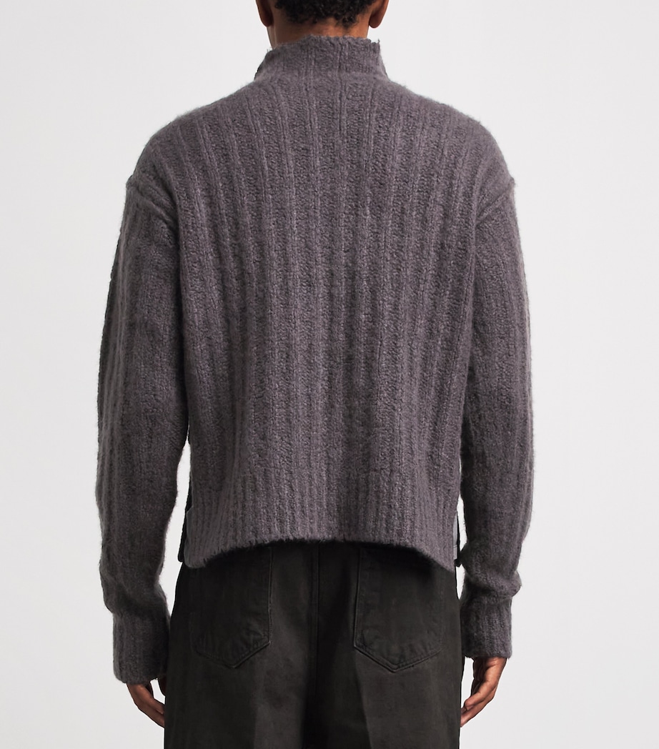 Rick Owens Mens Cashmere-Silk Funnel-Neck Sweater Drkdust Image 5