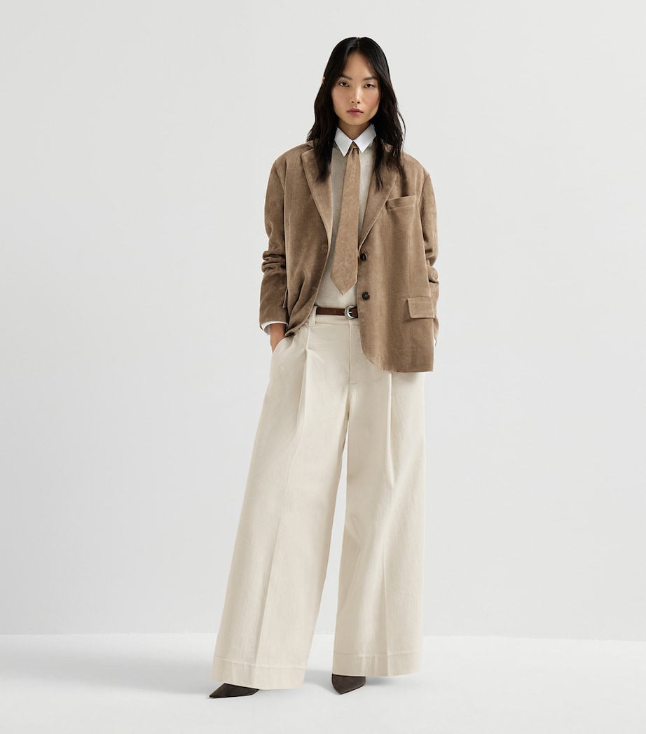 Brunello Cucinelli Womens Cotton Twill Cuffed Trousers Image 2