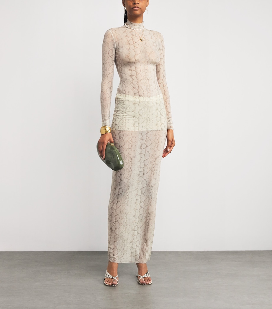 Milky Sheer Tunic Top STONE PASTEL SNAKE P Image 2