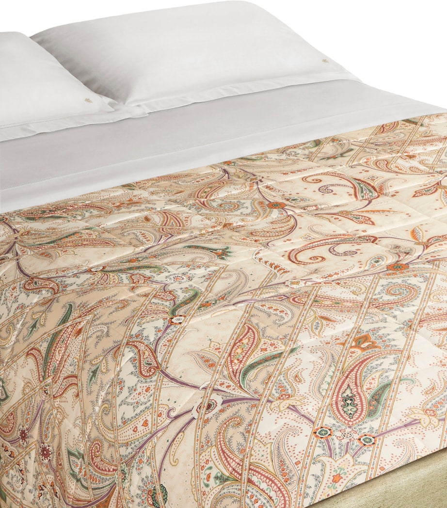 Etro Cotton Quilted Yaara Bedspread (270cm x 270cm) Print On Beige Base Image 2