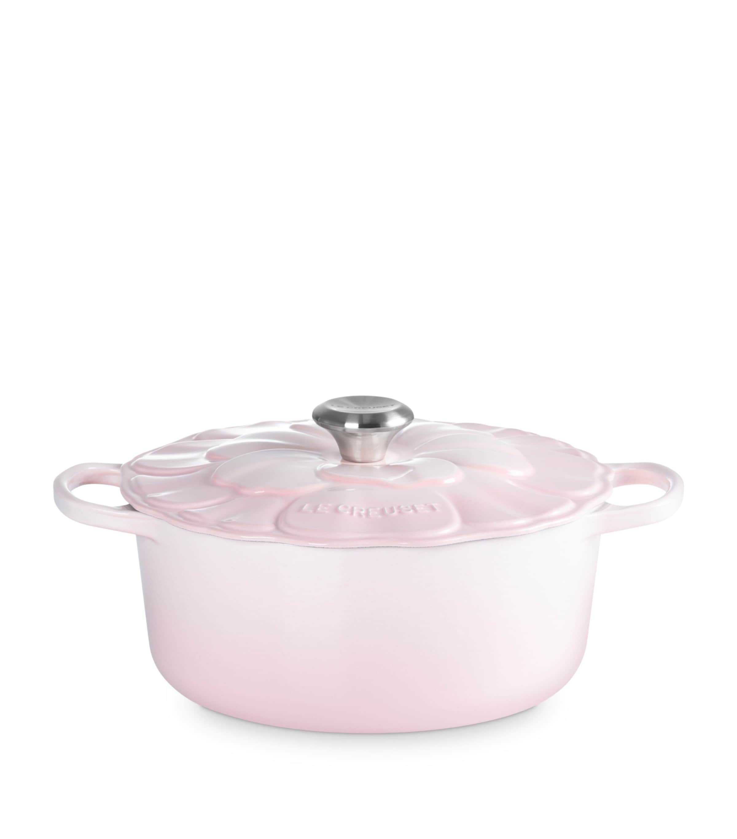 Le Creuset Cast Iron Round Petal Casserole Dish (26cm) Shell Pink