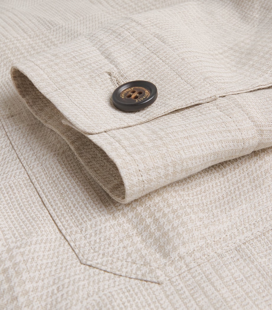 Eleventy Mens x Harrods Linen Overshirt Sabbia Image 5