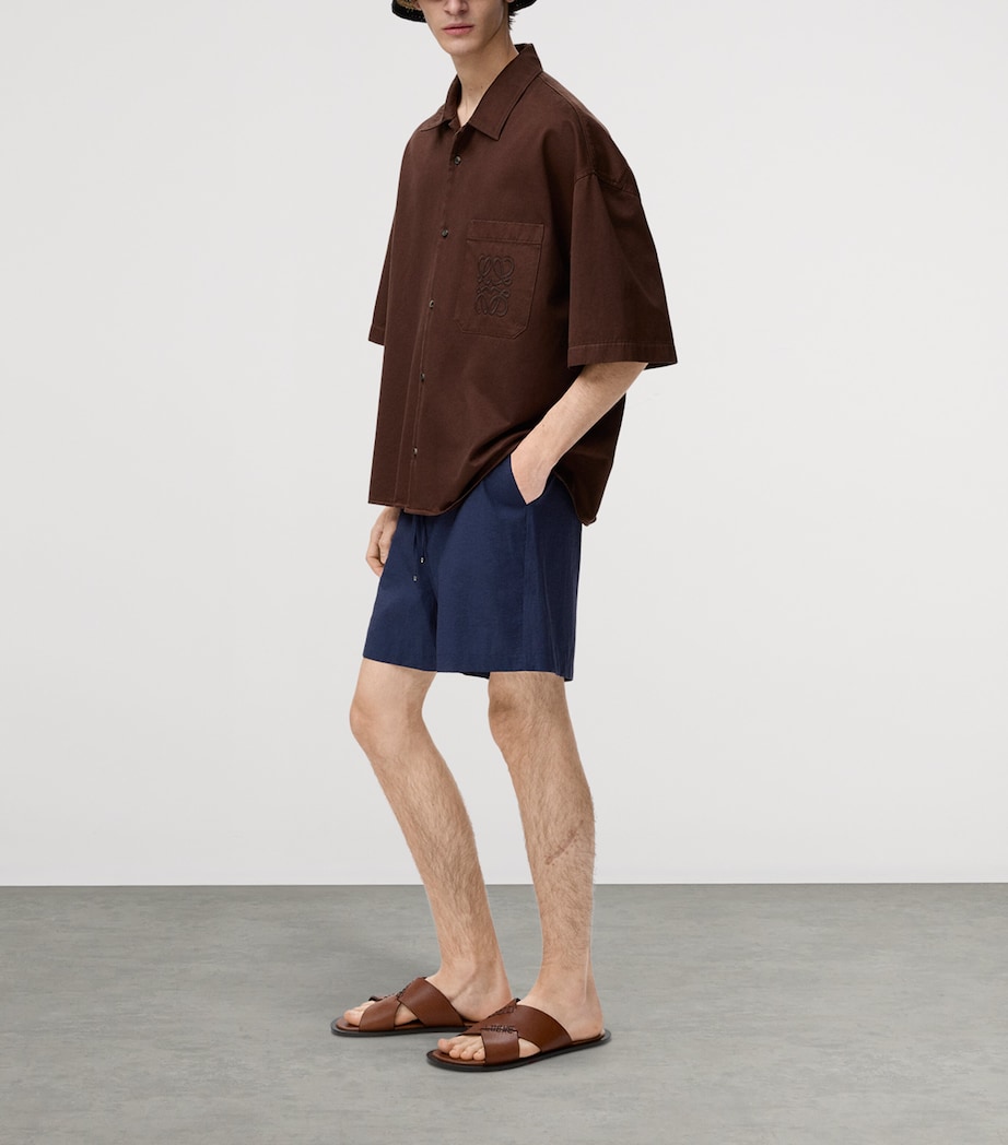 LOEWE Mens x Paula’s Ibiza Poplin Shorts Navy Blue Image 2