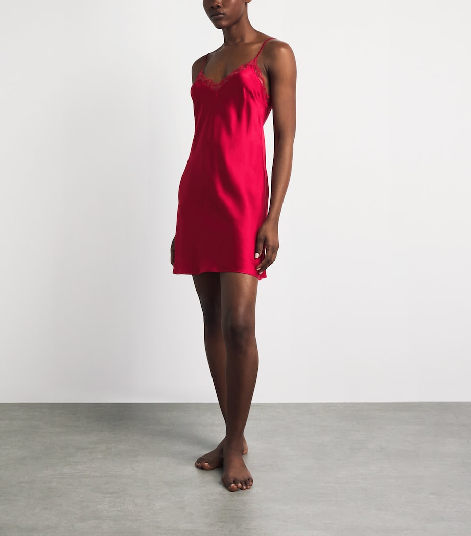 Simone Perele Womens Silk-Blend Love Me Slip Dress Opera Red Image 2